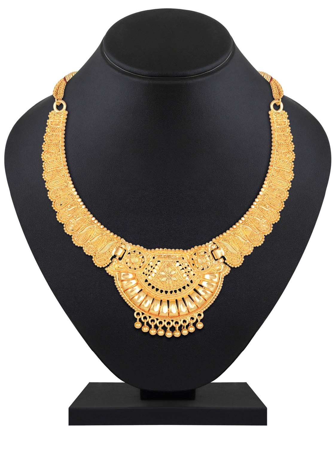 Shining Diva Fashion Latest Gold Plated Choker Necklace Set for Women - Traditional One Gram Gold Plated Jewelry Set - Elegant Party Wear & Wedding Accessories (Golden) (11534s)