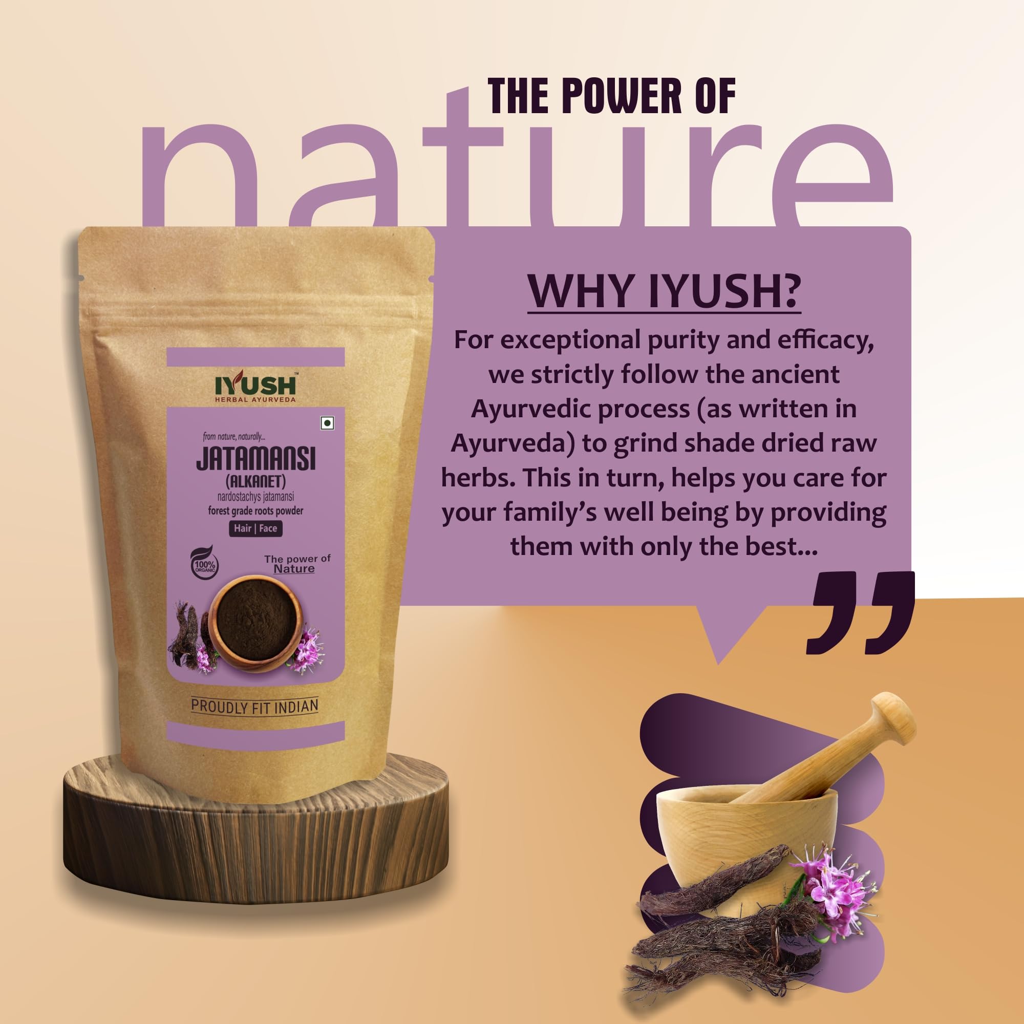 IYUSH Herbal Ayurveda Jatamansi Powder – 400gm | Natural Jatamasi Root Powder for Hair Growth & Scalp Health | Organic Stress Relief & Sleep Aid | Perfect for DIY Hair Masks & Ayurvedic Remedies