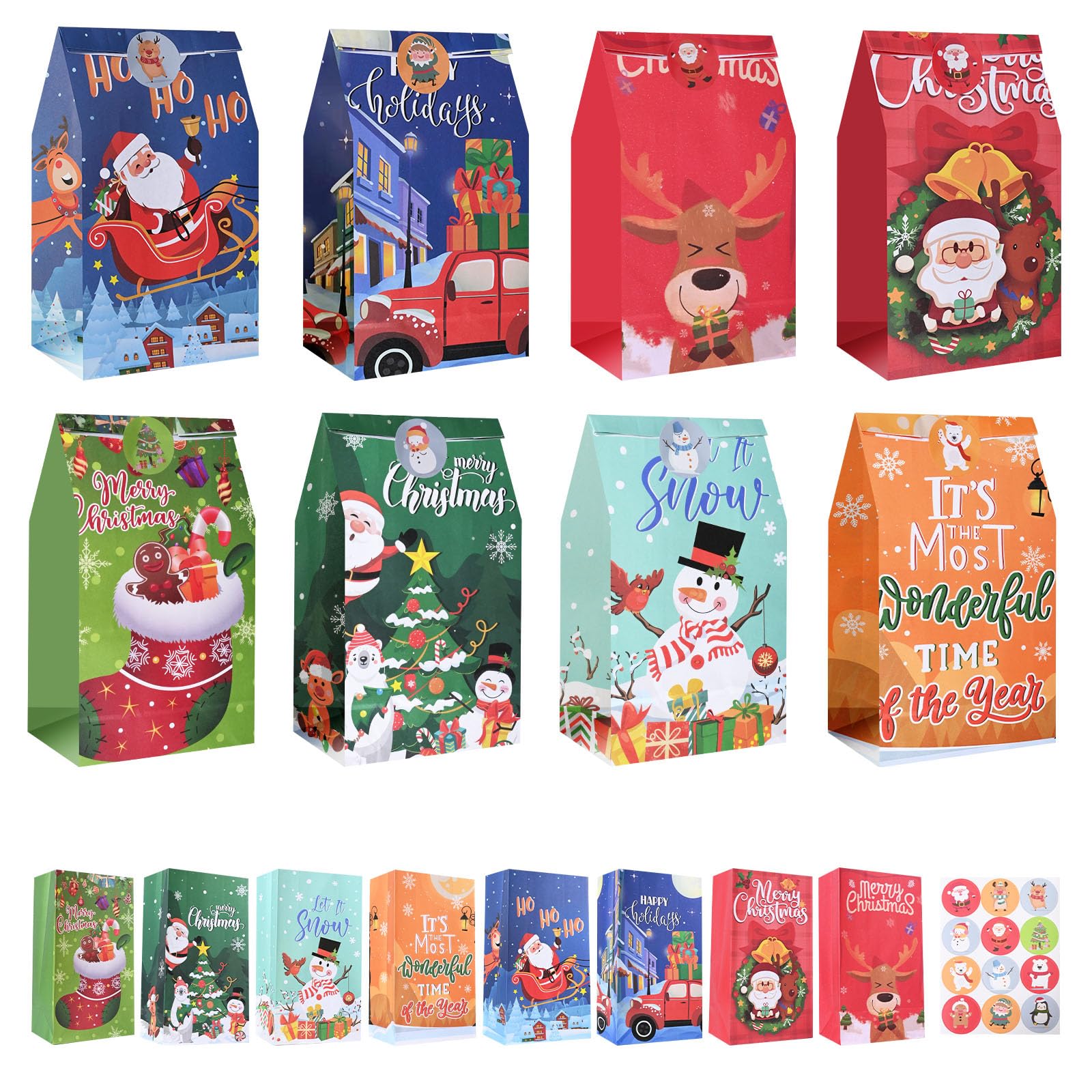 Firstake Premium Christmas Treat Bags - 32pcs Kids Candy Bags for Classroom Parties, Holiday Celebrations & Gift Giving - Reusable Party Favor Bags for Christmas Events, School Activities & Family Gatherings