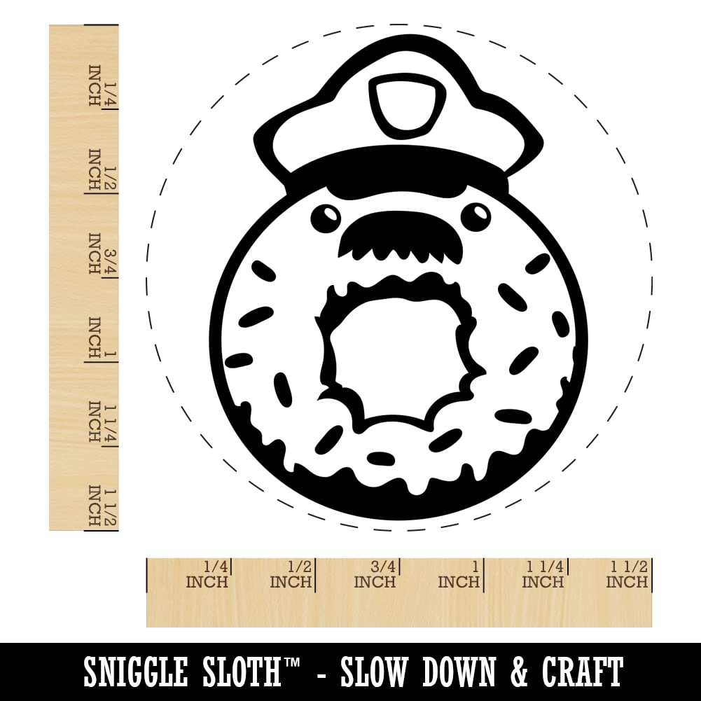 Police Officer Donut Self-Inking Rubber Stamp - 1.5 Inch Large Blue Ink Stamper for Crafting, Scrapbooking & Planner Decoration - Perfect for Police Appreciation Gifts, DIY Projects & Office Fun