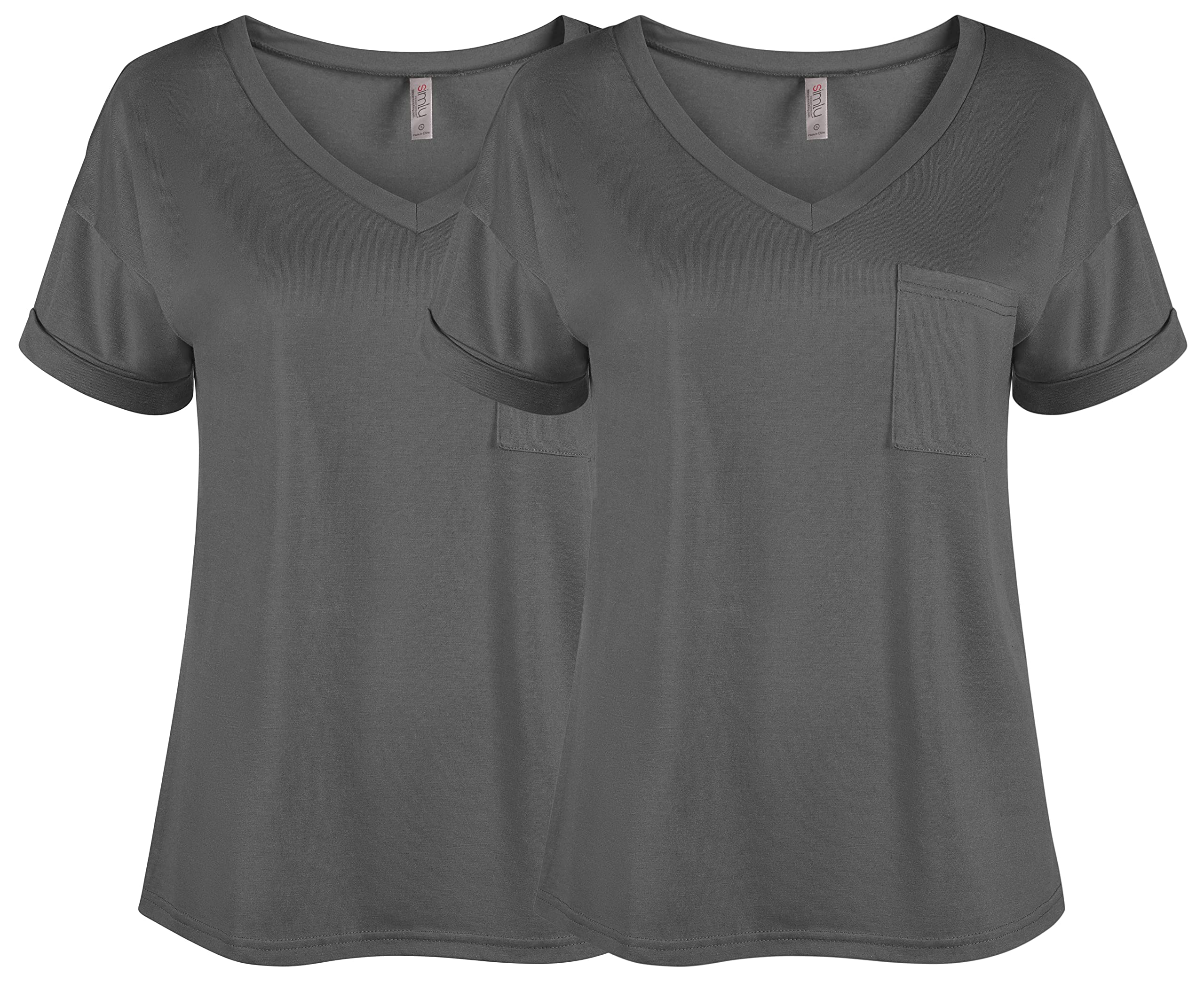Women's Casual V-Neck Short Sleeve T-Shirts Pack - Soft Cotton Basic Tees for Everyday Wear - Regular & Plus Size Value Set - Perfect for Work, Gym, and Weekend Outfits