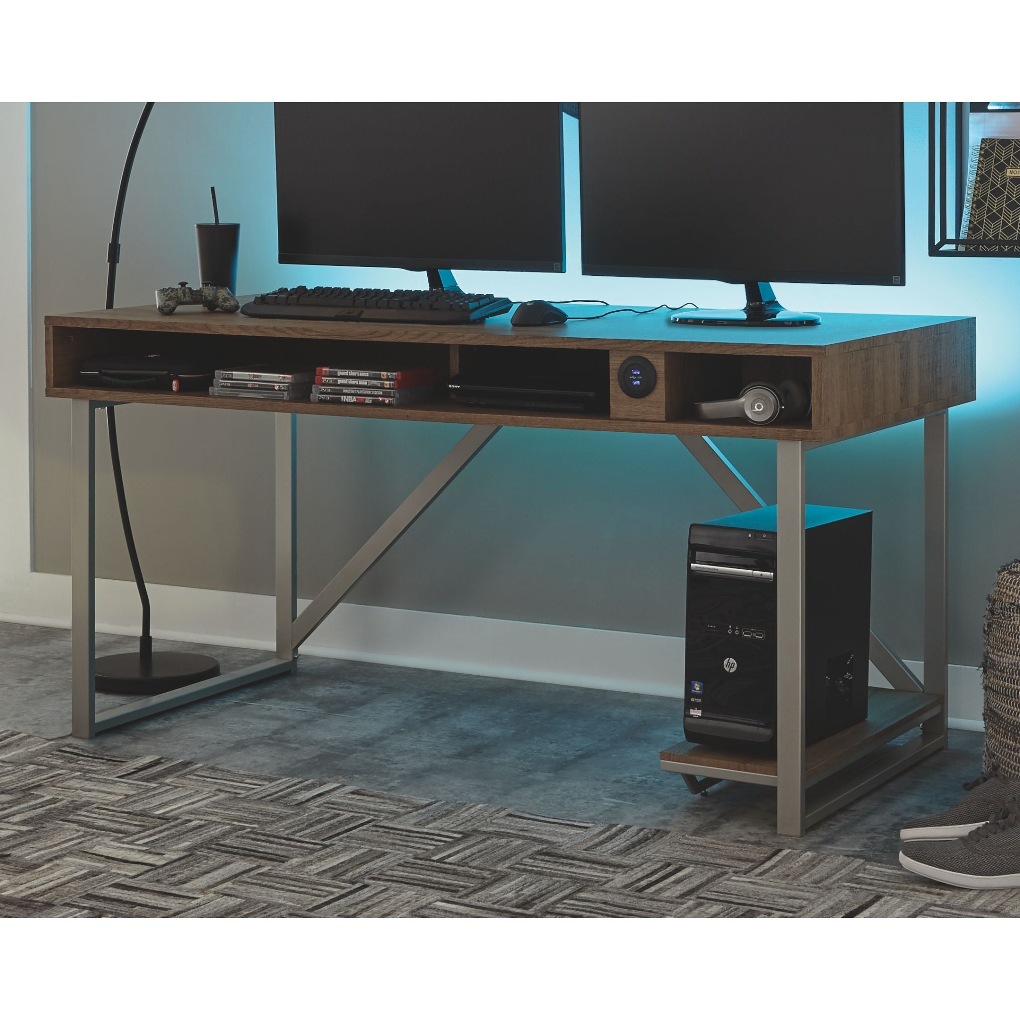 Barolli Modern Desk with Gunmetal Finish - Stylish Home Office Furniture for Work & Study | Perfect for Small Spaces & Minimalist Decor