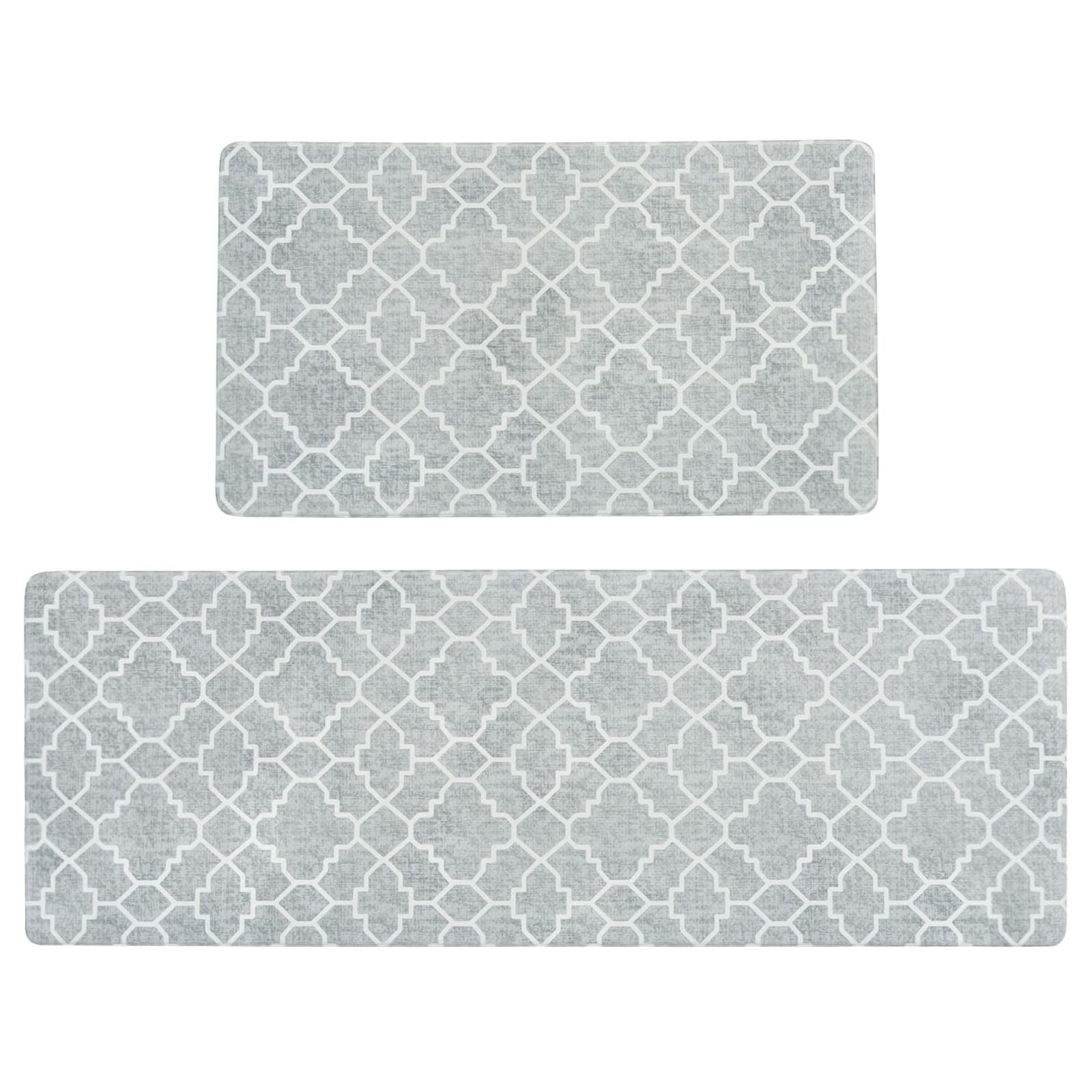 Freshmint Anti-Fatigue Kitchen Mat Set of 2 - Non-Slip Cushioned Floor Mats for Standing Comfort, Waterproof Boho Decor Rug for Kitchen, Sink & Office - 17