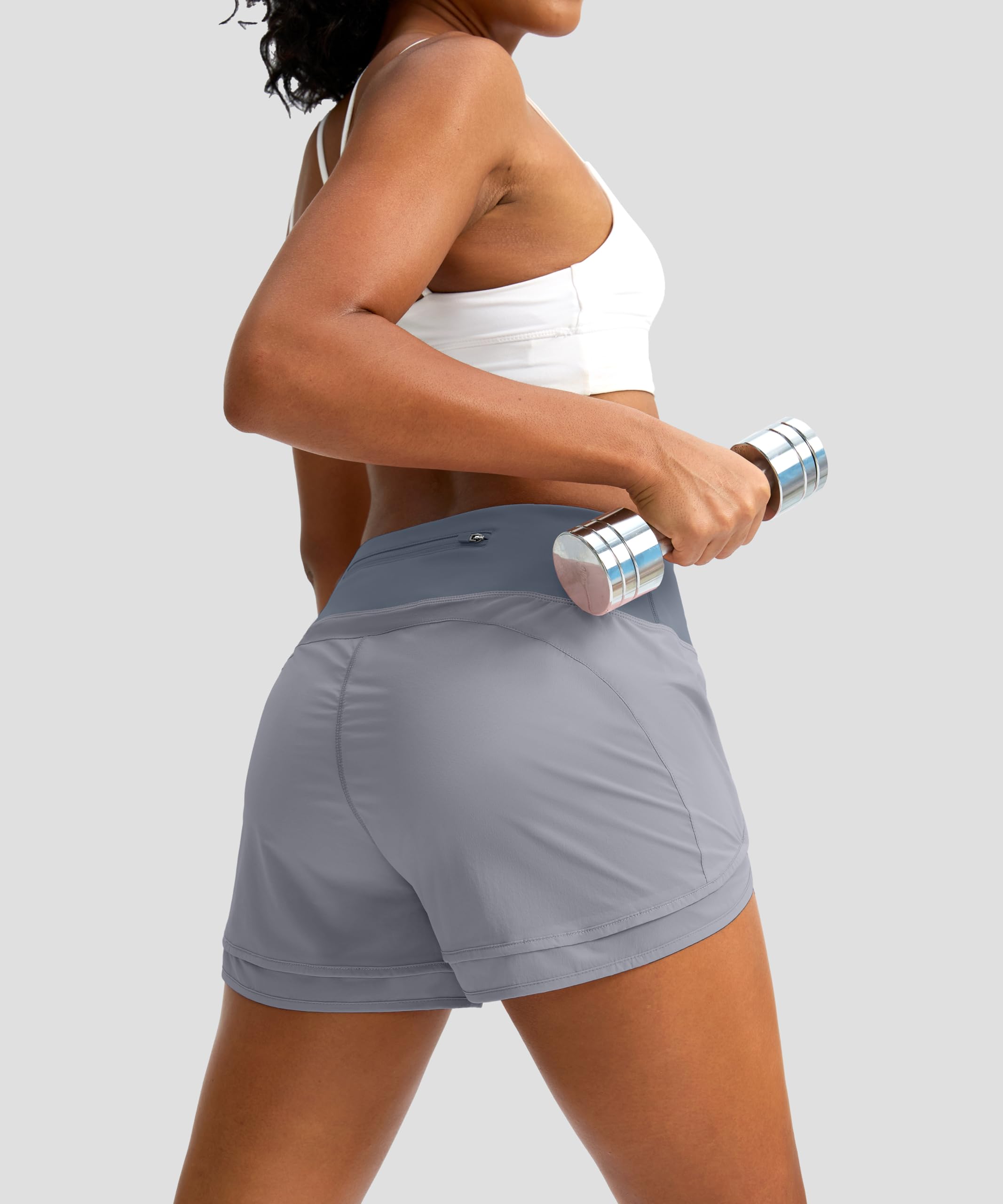 High Waisted Running Shorts for Women - 3 Inch Quick-Dry Gym Workout Shorts with Zipper Pocket | Perfect for Jogging, Yoga & Fitness Training