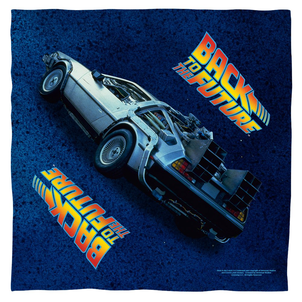 Trevco Back To The Future Delorean Bandana - 21x21 Inch Cotton Bandana for Men & Women - Perfect for Cosplay, Movie Nights, and Retro Fashion