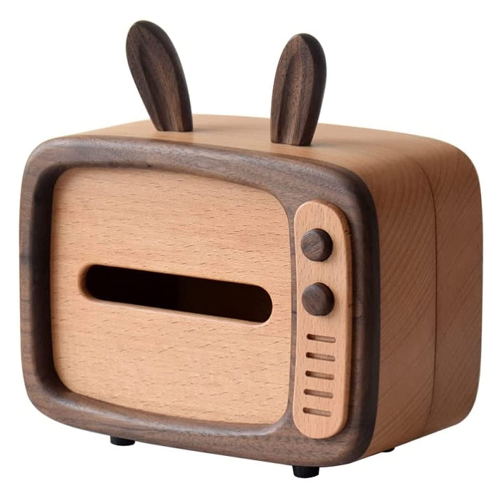 Vintage Retro TV Style Magnetic Tissue Box Cover - Solid Wood Tissue Holder for Kitchen, Bedroom & Home Decor | Perfect for Living Room, Office & Gift Giving
