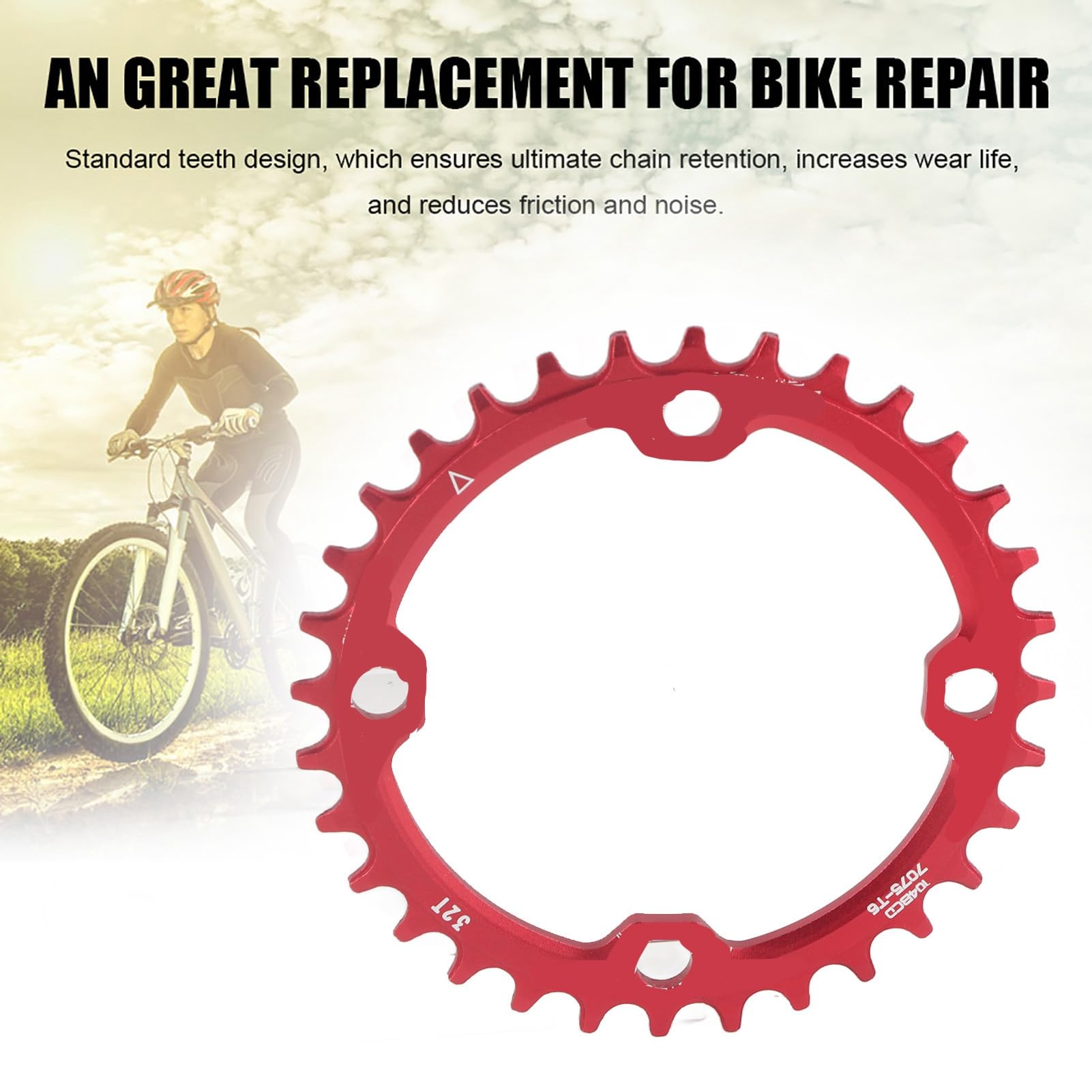 **Dioche 32T Red Bike Chainring - 32/34/36/38T Carbon Steel Narrow Wide Chainring for BCD 104mm - Compatible with Speed Bike, e-Bike, Fat Bike & Mountain Bike - Perfect for Off-Road Trails & Urban Commuting**