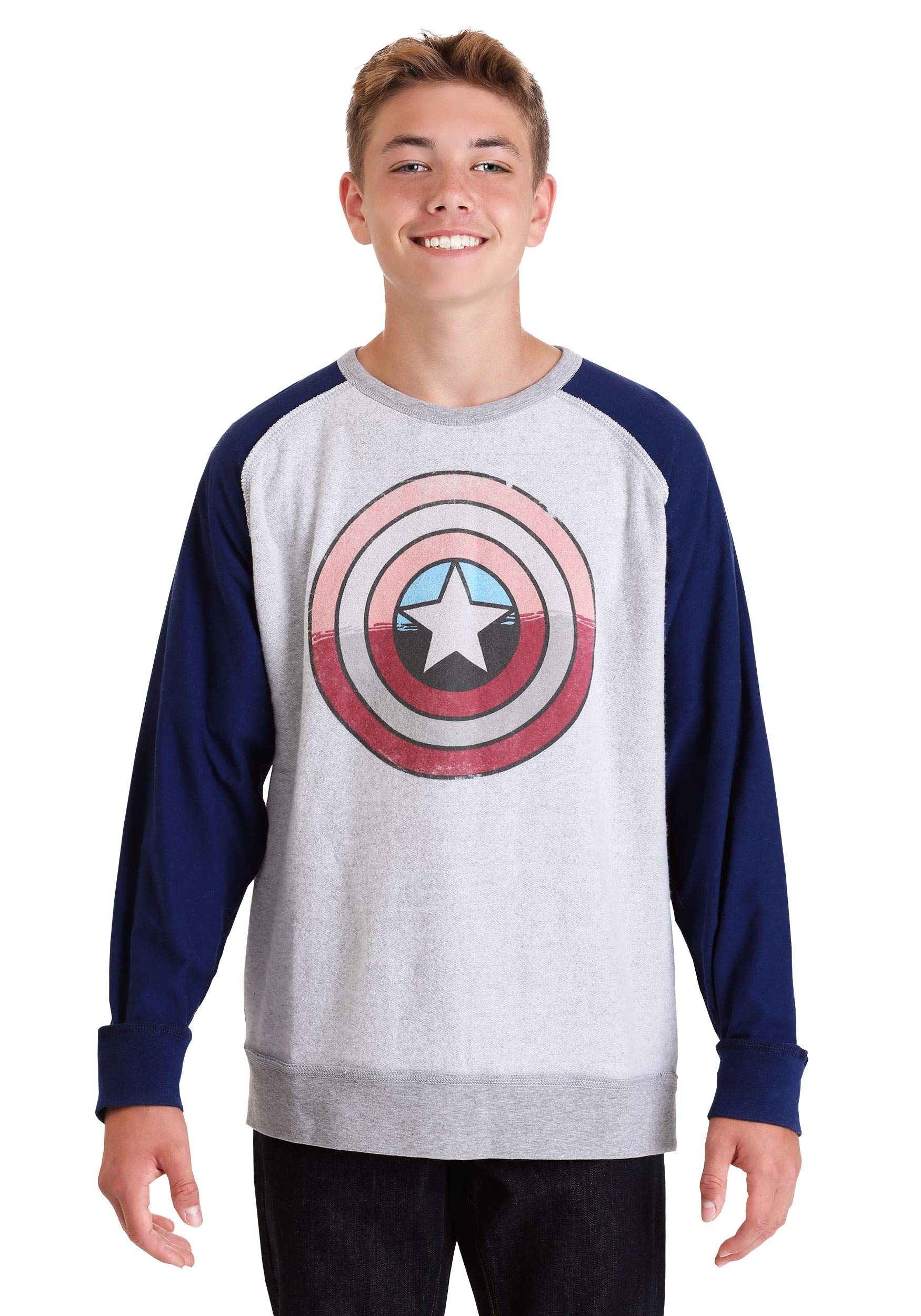 Marvel Captain America Shield Grey Navy Fleece Pullover Hoodie - Men's Superhero Sweatshirt for Cosplay, Casual Wear & Winter Warmth
