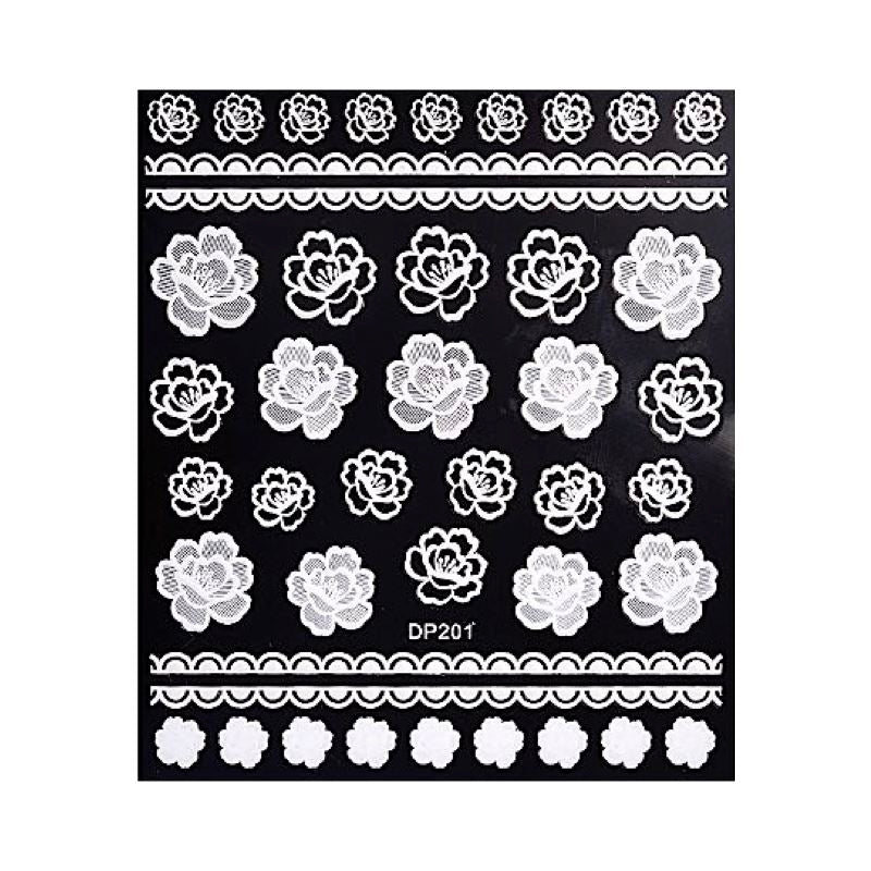 Elegant White Floral Lace Nail Art Stickers - DIY Manicure Decals for Women, Perfect for Weddings, Parties & Special Occasions