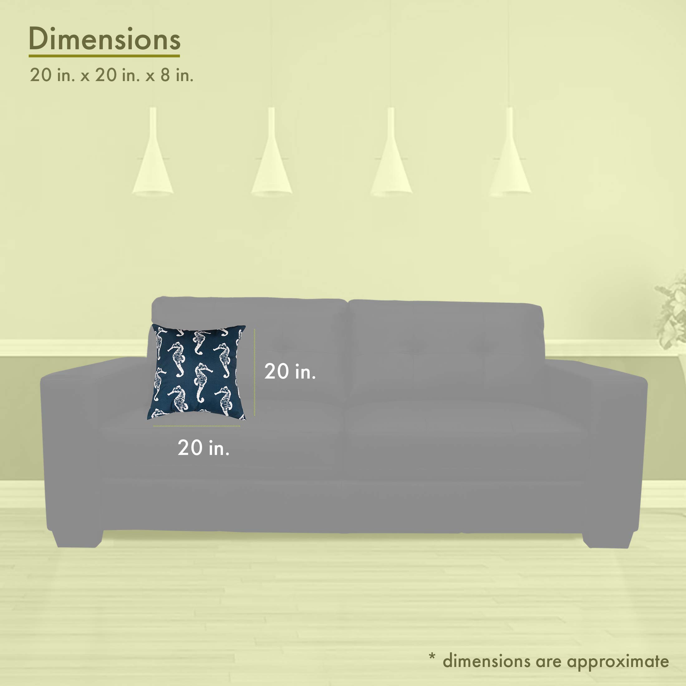 Majestic Home Goods Large Navy Sea Horse Pillow - Soft Decorative Throw Pillow for Sofa, Bed, Nursery & Coastal Home Decor