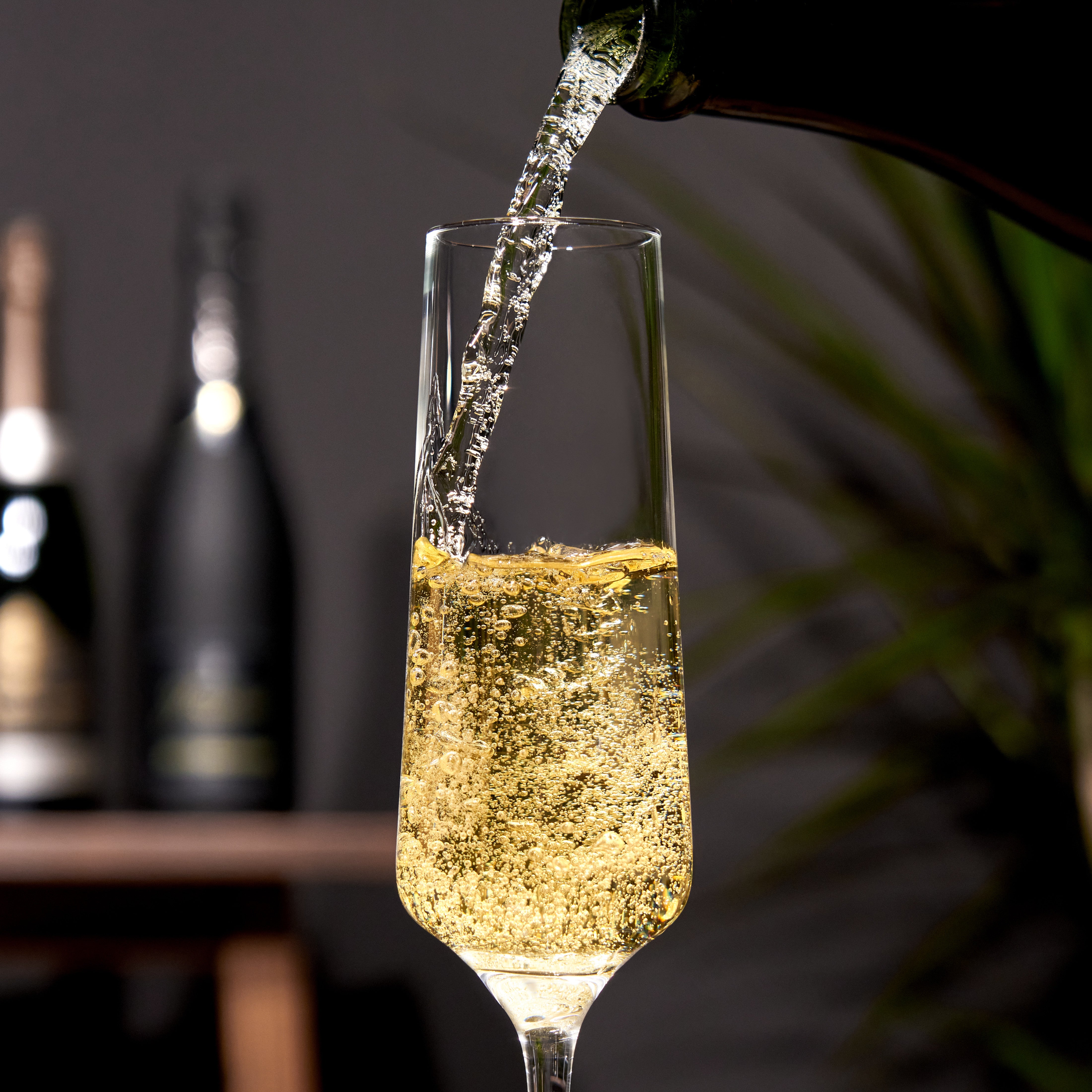 Premium Inez Crystal Champagne Flutes Set of 4 - Elegant Glassware for Weddings, Anniversaries & Special Celebrations