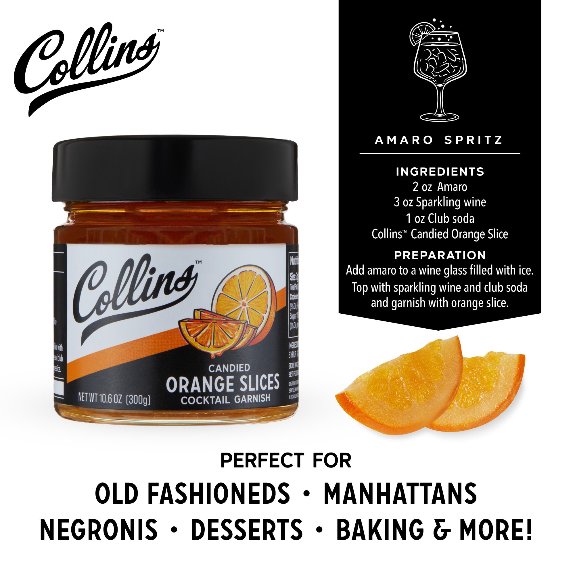 Delicious Candied Orange Slices in Sweet Syrup - 10.6 oz Jar | Gourmet Dessert Topping, Cocktail Garnish & Baking Ingredient