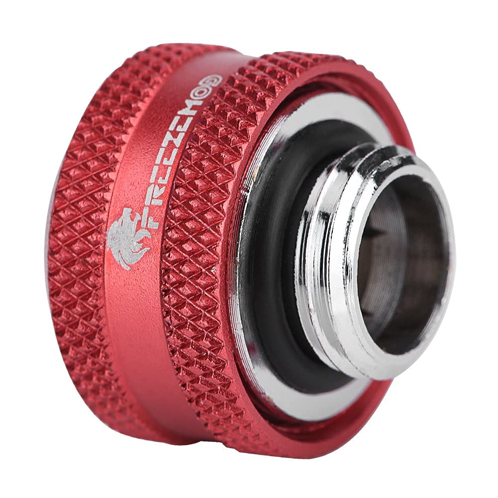 4Pcs Brass PC Water Cooling Fittings with Triple-Layer Sealing Rings for 16mm OD Acrylic Tubes - Computer Liquid Cooling System Accessories (Red) - Perfect for Custom Gaming PC Builds & High-Performance Cooling Setups