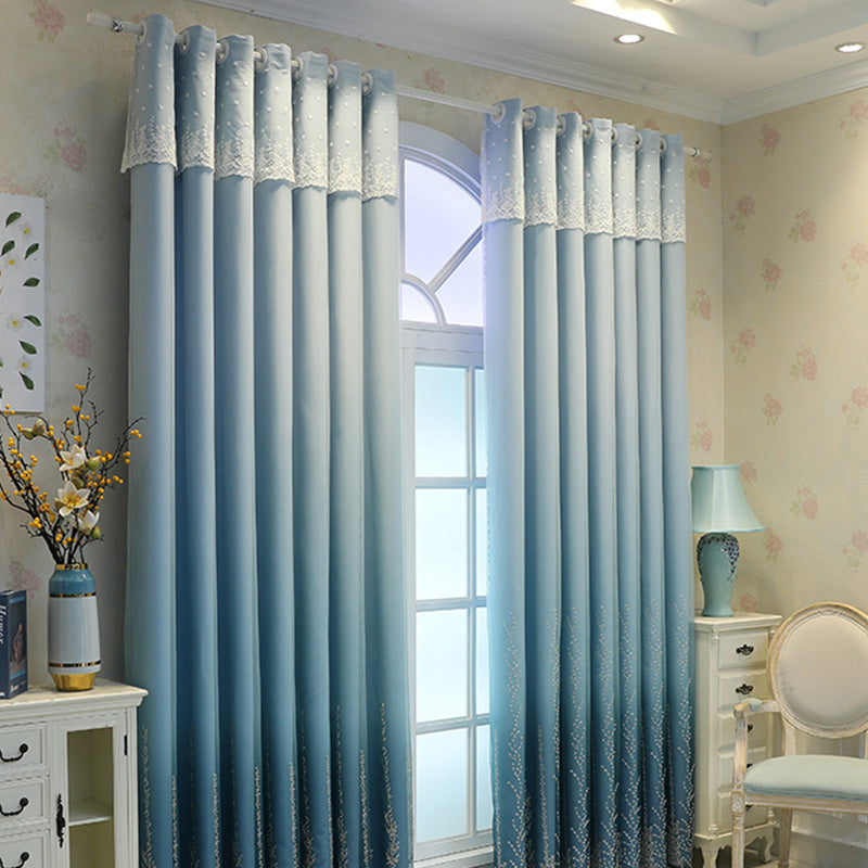 Lucia Embroidery Ombre Blackout Thermal Soundproof Custom Curtains - Elegant Window Treatment for Bedroom, Living Room & Home Theater