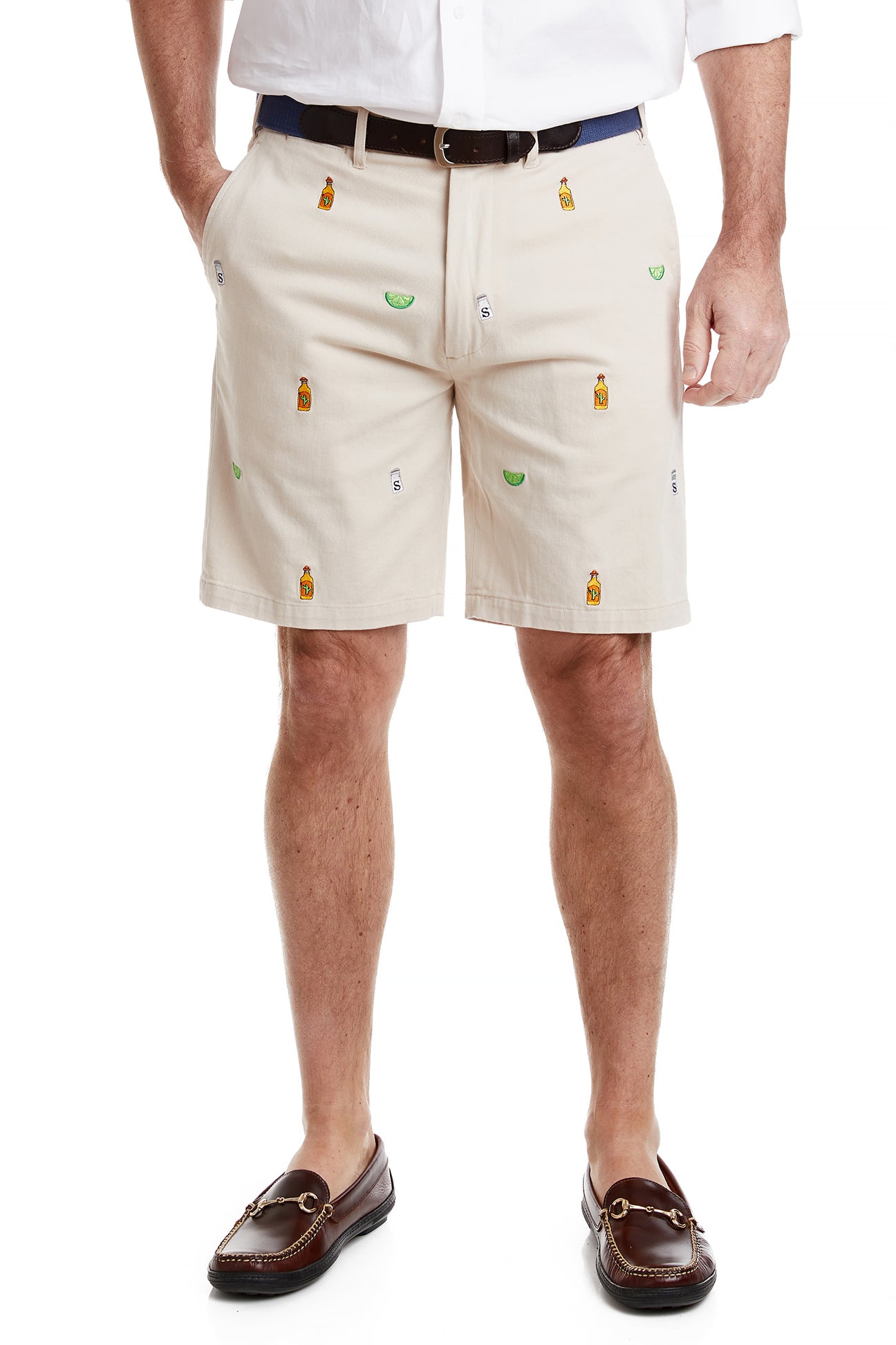 Cisco Short Stretch Twill Pants - Stone Wash with Tequila Salt & Lime Design | Comfortable Casual Wear for Men | Perfect for Office, Travel & Outdoor Activities