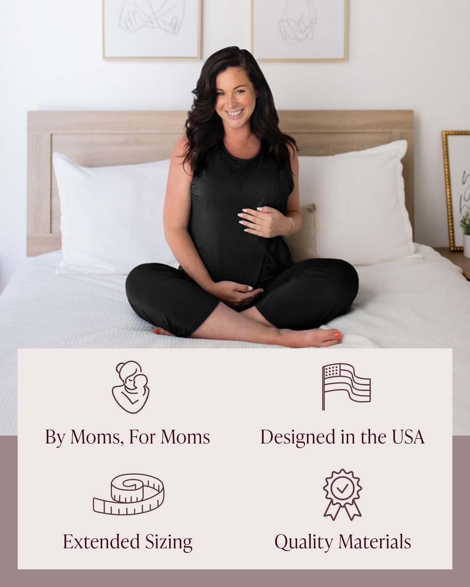 Kindred Bravely Tulip Hem Short Sleeve Maternity Pajama Lounge Set - Soft Nursing Sleepwear for Pregnant & Postpartum Women - Perfect for Nighttime Comfort & Breastfeeding