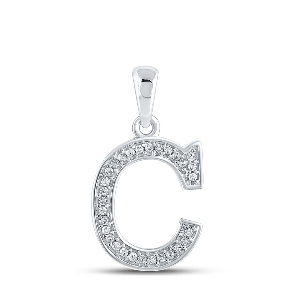 10K White Gold Women's Round Diamond Initial 
