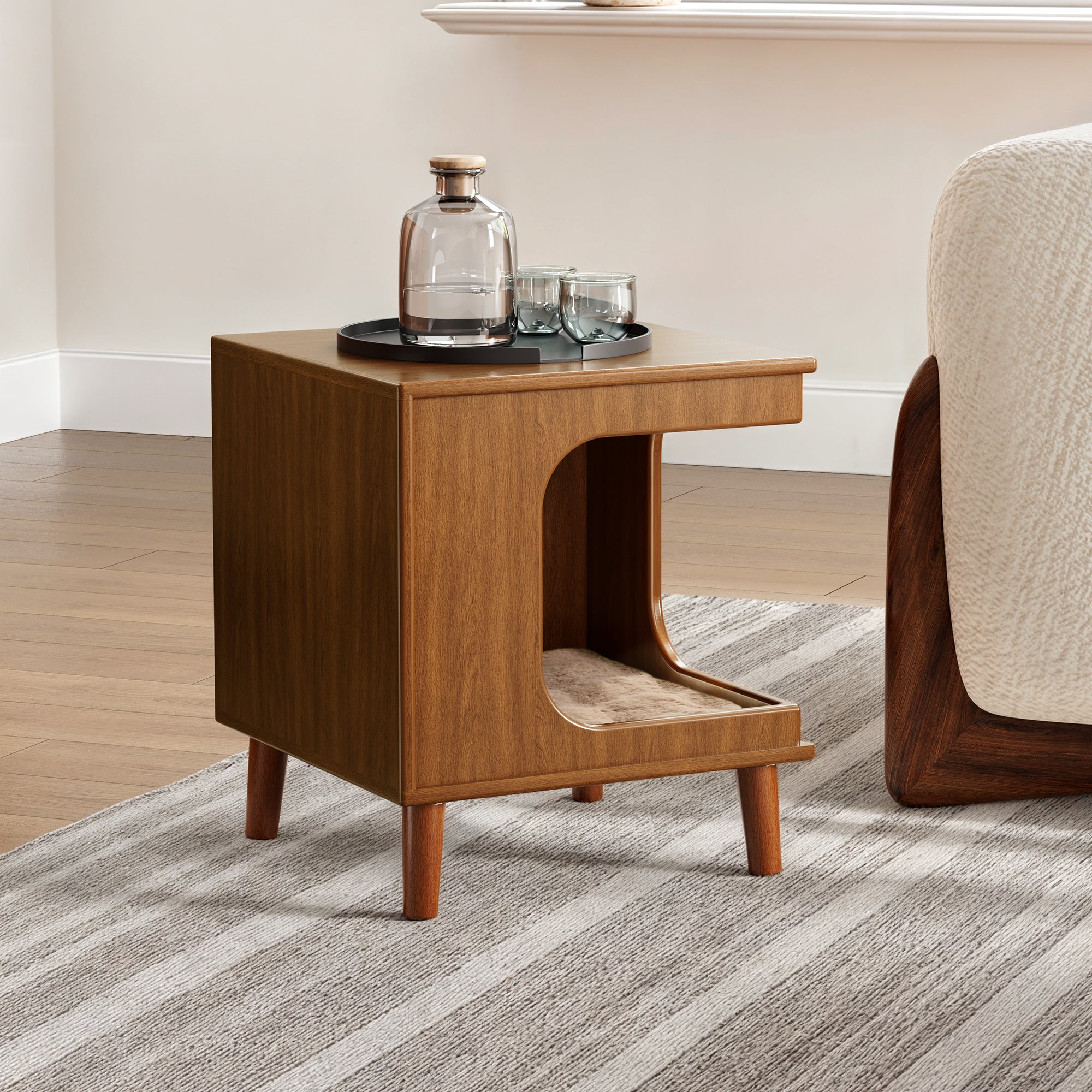 Multi Functional Cat Bed & Side Table - Stylish Pet Furniture for Small Spaces, Living Room & Bedroom Décor