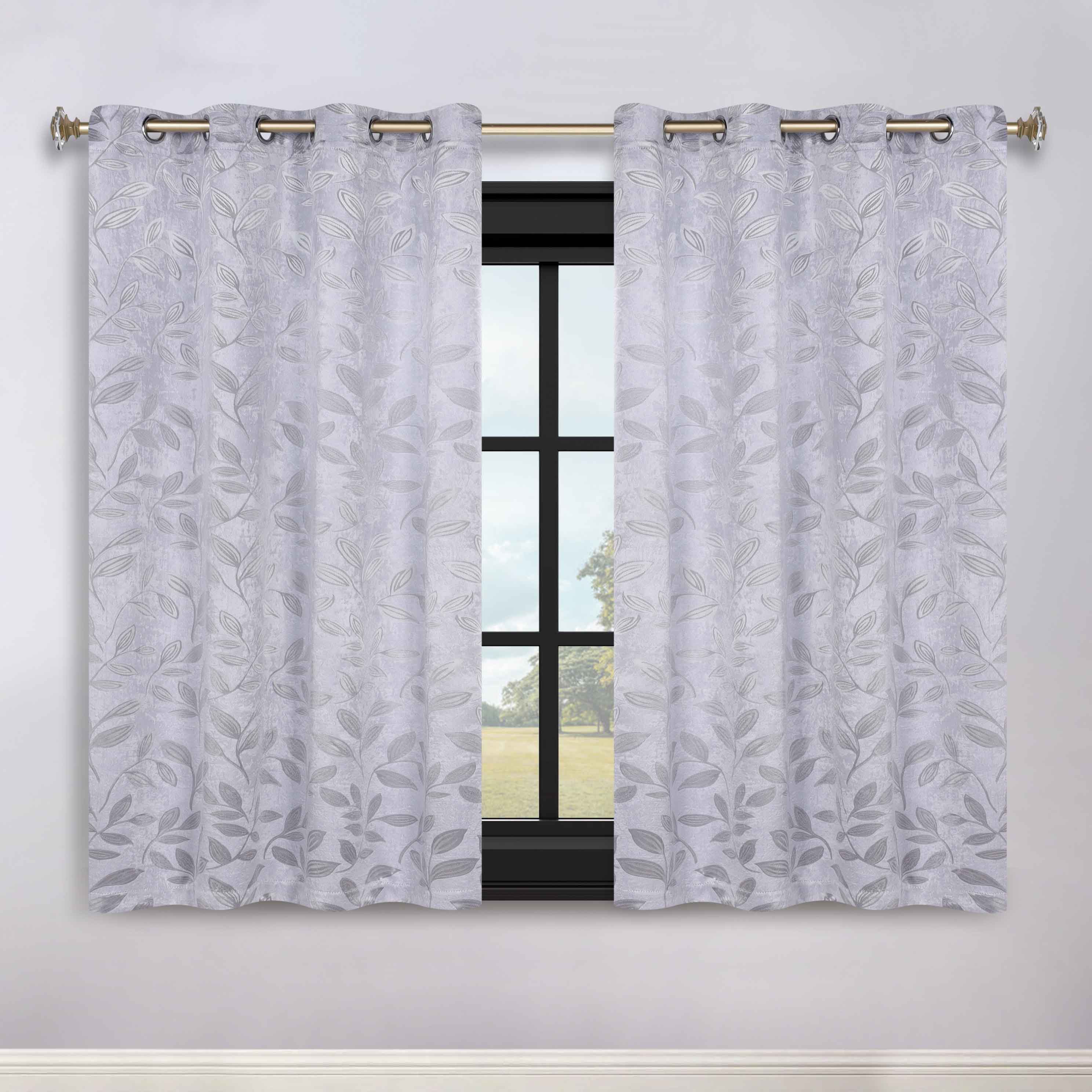 Leaves Grommet Blackout Curtains Set of 2 - Thermal Insulated Room Darkening Drapes for Bedroom & Living Room - Noise Reducing Window Treatment for Home Decor
