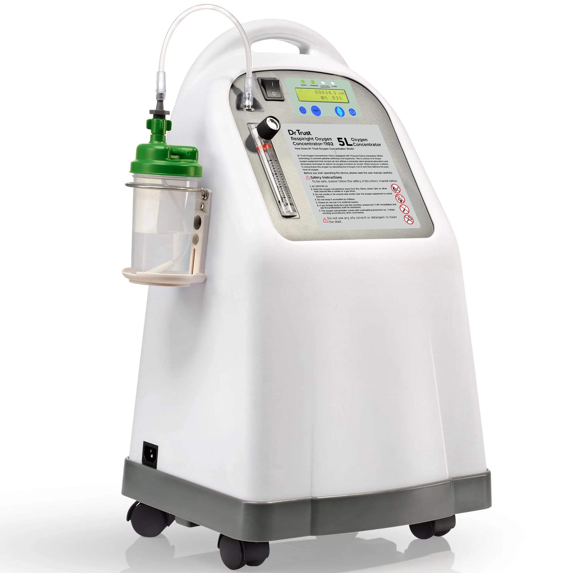 Dr Trust USA 5L Oxygen Concentrator for Home Use - Portable Medical Oxygen Machine with Adjustable Flow - Ideal for COPD, Sleep Apnea & Respiratory Therapy