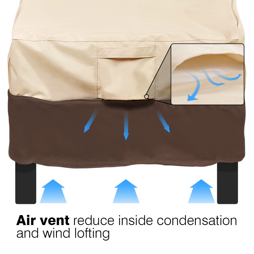 Vailge Heavy Duty Waterproof Patio Chair Covers 2 Pack - Large Beige & Brown Outdoor Lounge Deep Seat Covers for Lawn Furniture - Perfect for Backyard, Garden & Poolside Protection
