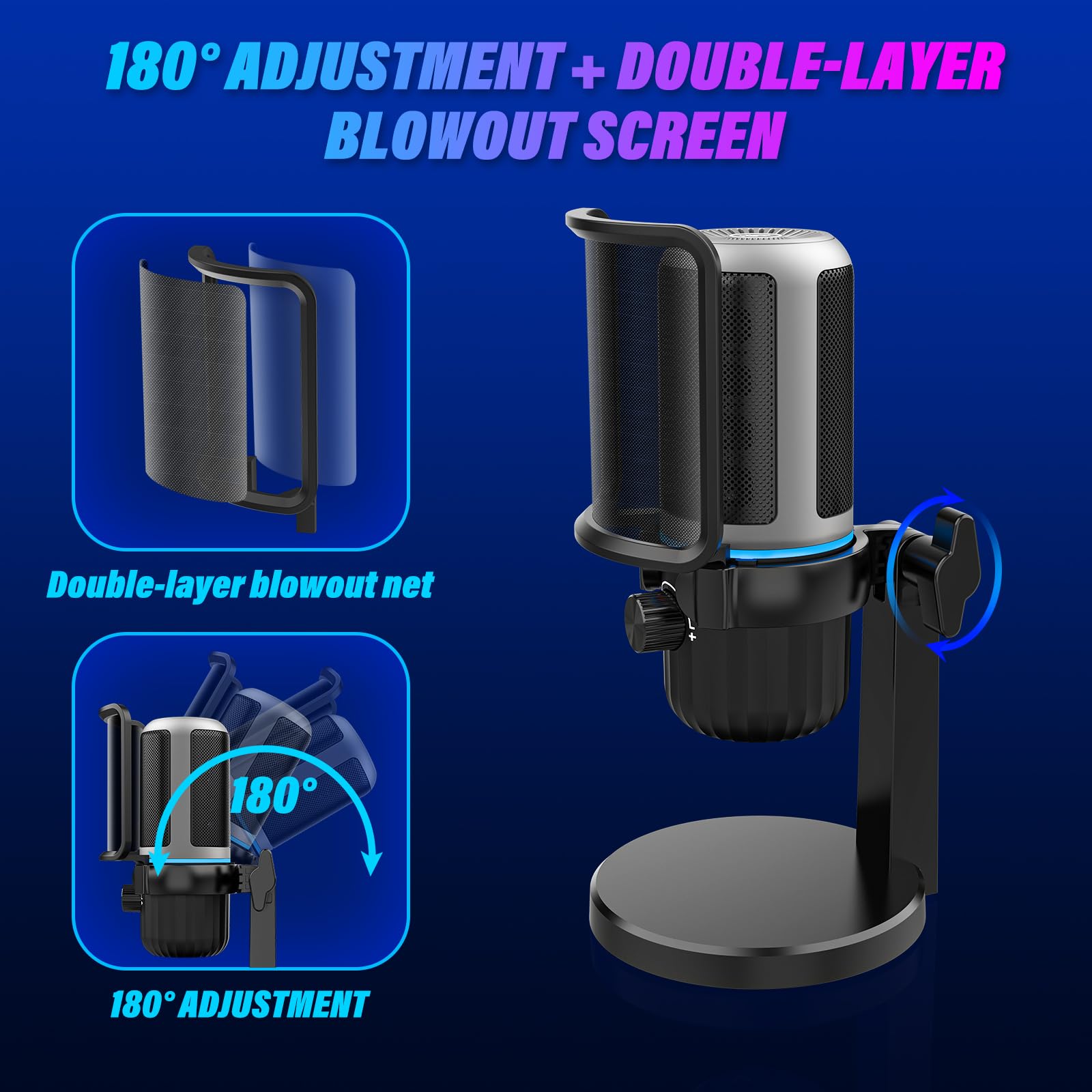 JOUNIVO USB Microphone for PC - Noise Cancelling Computer Mic for Gaming, Podcasting & Streaming | Professional Condenser Mic with Clear Audio (JV908) | Perfect for Twitch, Discord & Zoom Calls
