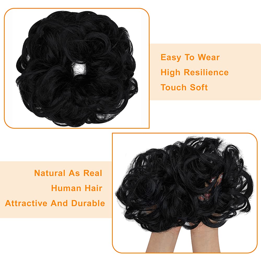 Messy Bun Hair Extensions - Thick Updo Scrunchies 2PCS for Ponytail & Party Hairstyles