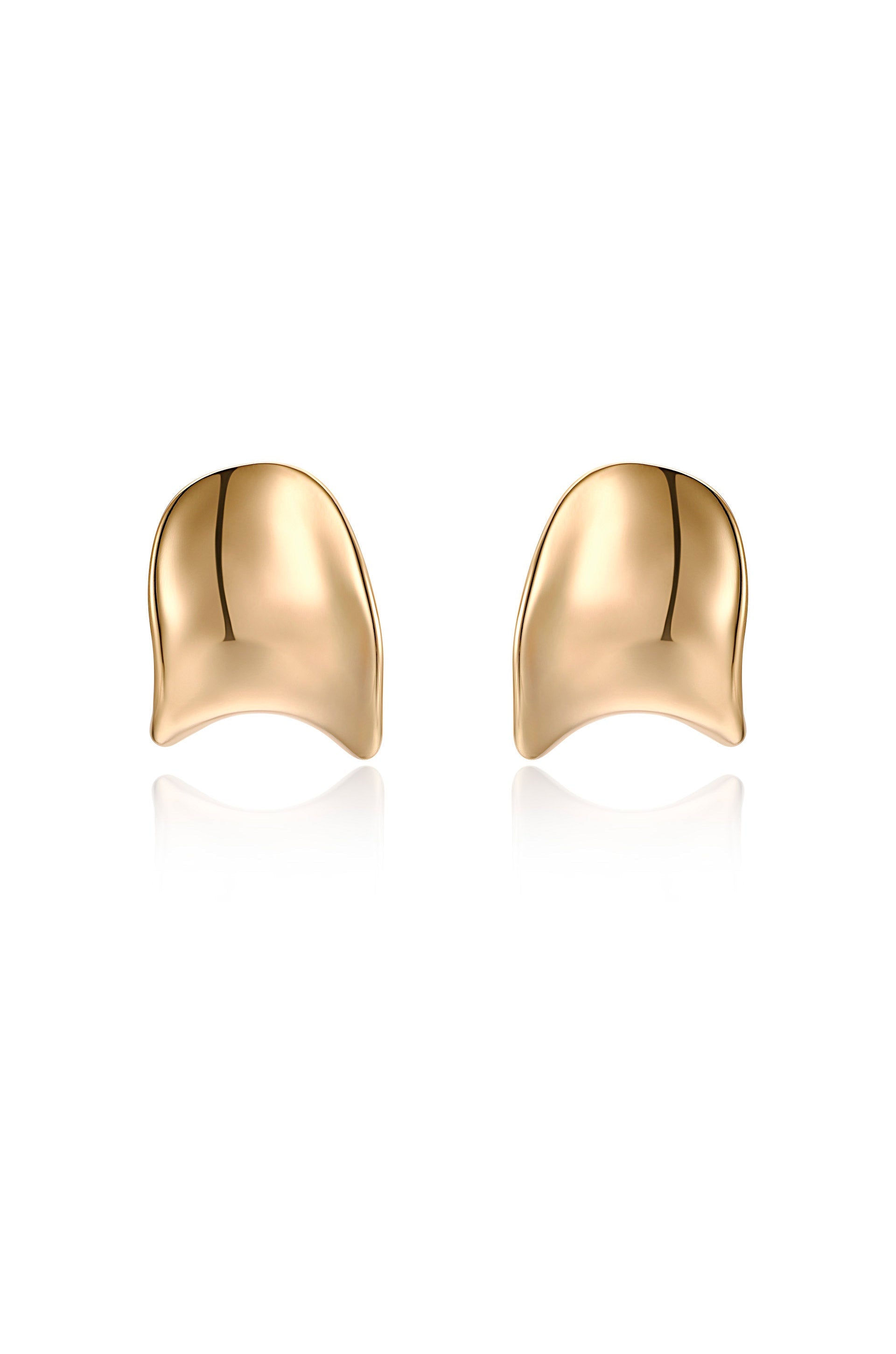 Elegant Curved Stud Earrings for Women - Hypoallergenic Gold Plated Earrings for Daily Wear & Special Occasions