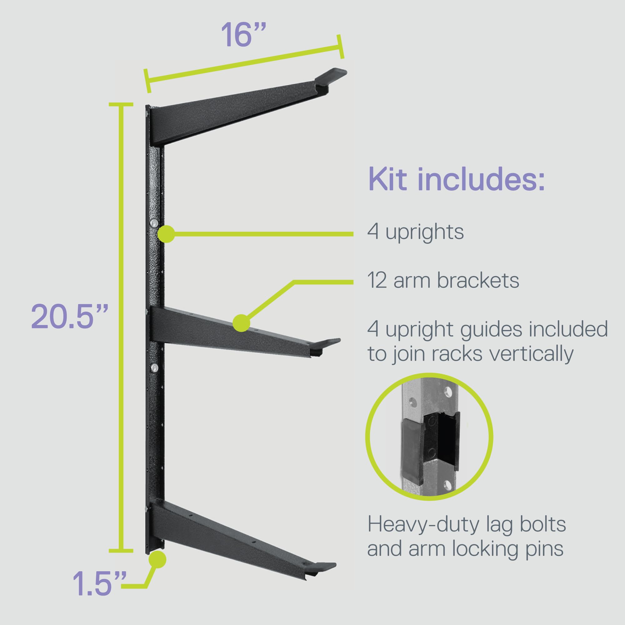 Heavy Duty Wood and Lumber Storage Rack (2-Pack) - 960 lbs Capacity Steel Garage Shelving - Easy Install Mounted Rack for Garage, Basement, Pantry Organization - Perfect for Storing Plywood, 2x4s, and DIY Supplies by Delta Cycle