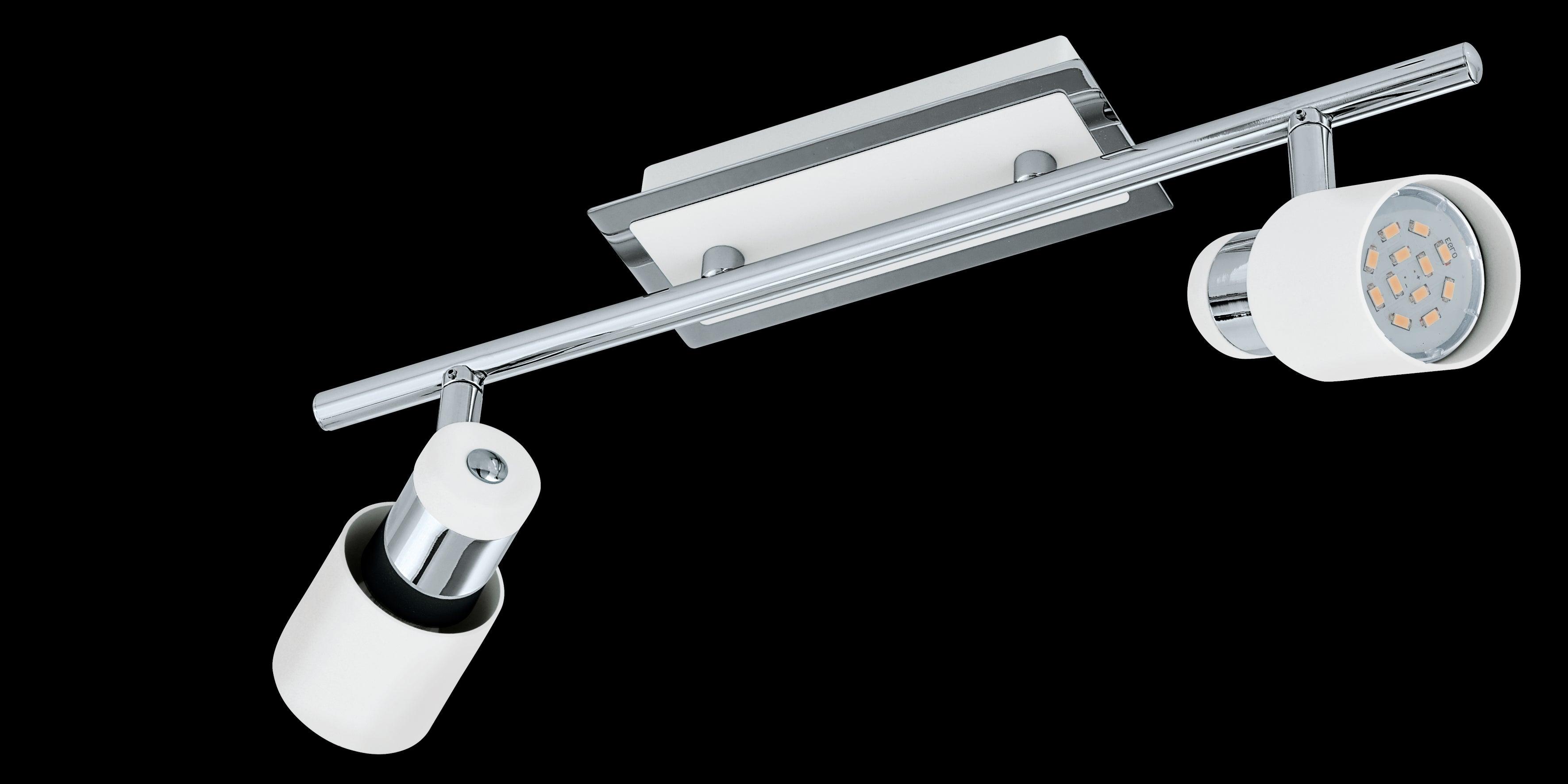 Eglo Davida 2-Light Chrome & White Bar Spotlight - Modern Ceiling Lighting for Kitchen, Bathroom, and Hallway