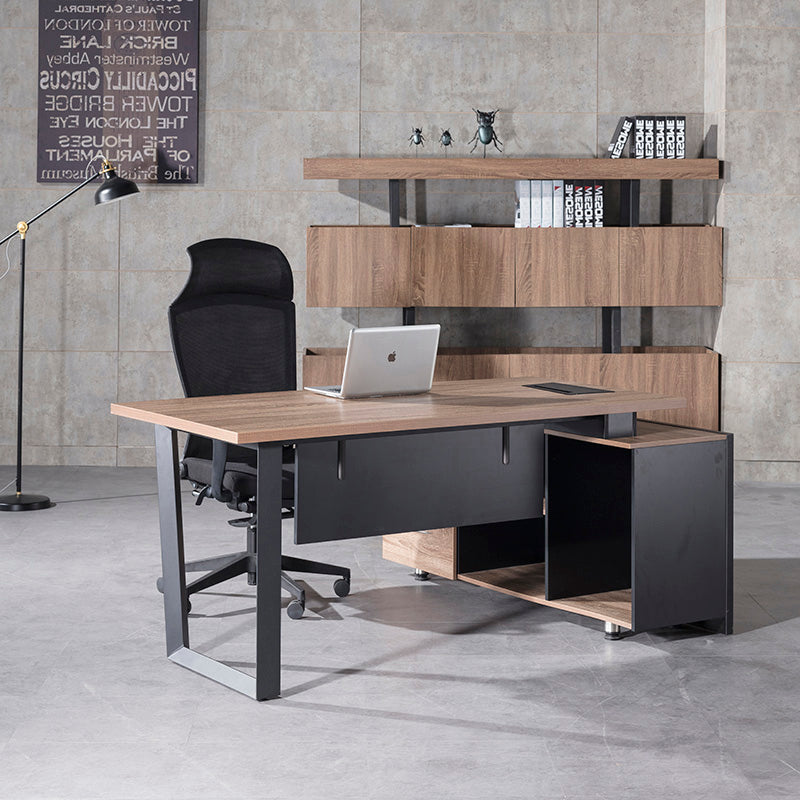 ADRIANO Executive Office Desk with Left Return - 160cm & 180cm Light Brown Wooden L-Shaped Desk for Home Office & Workspace