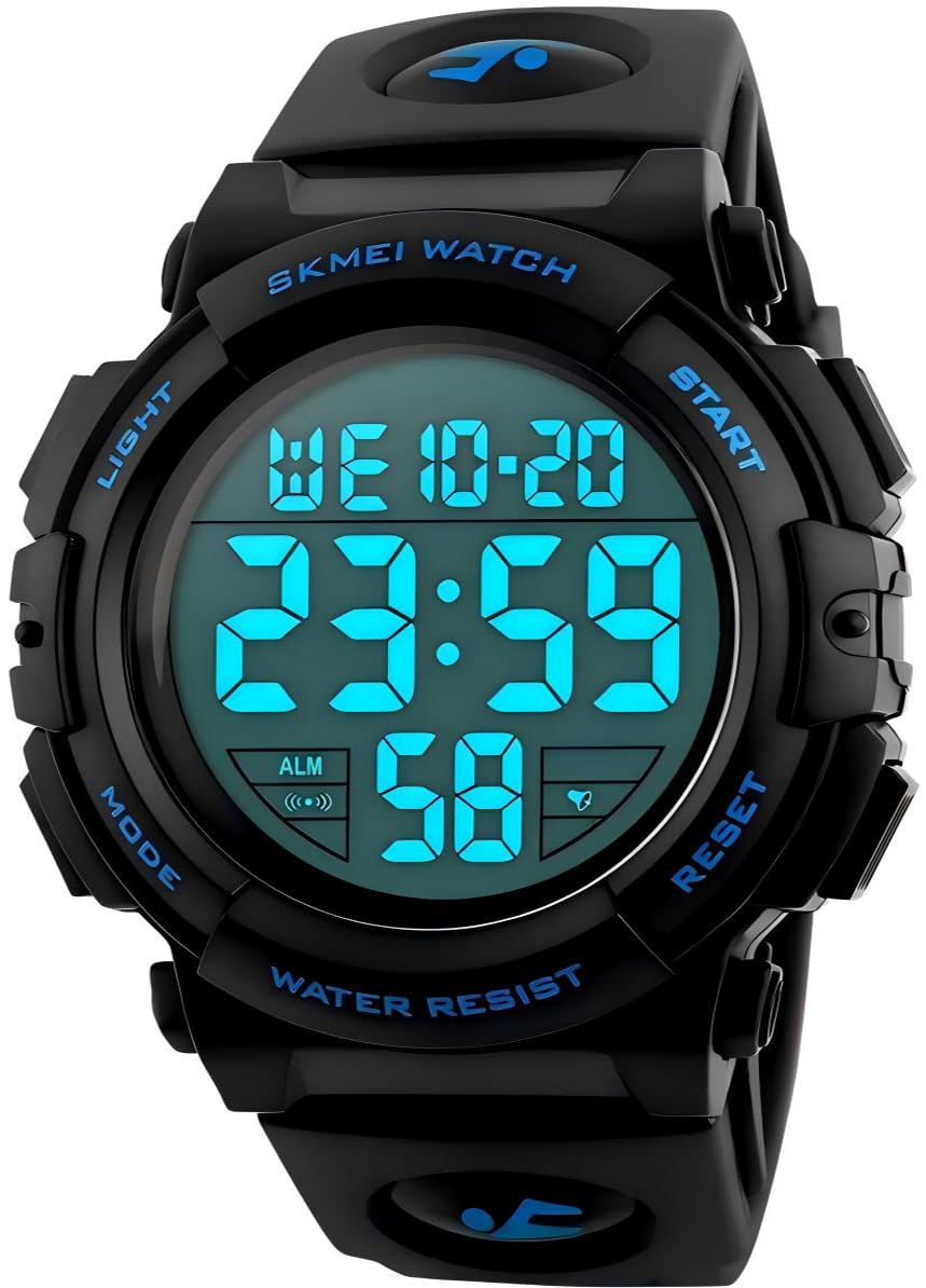 Men's Digital Sports Watch - Waterproof LED Screen, Large Face Military Army Watch for Outdoor, Running, Hiking & Tactical Activities