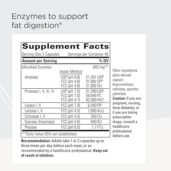 Integrative Therapeutics Similase Lipo - Digestive Enzyme Supplement for Fat & Protein Digestion - Supports Healthy Digestion After Meals - Ideal for Weight Management & Gut Health
