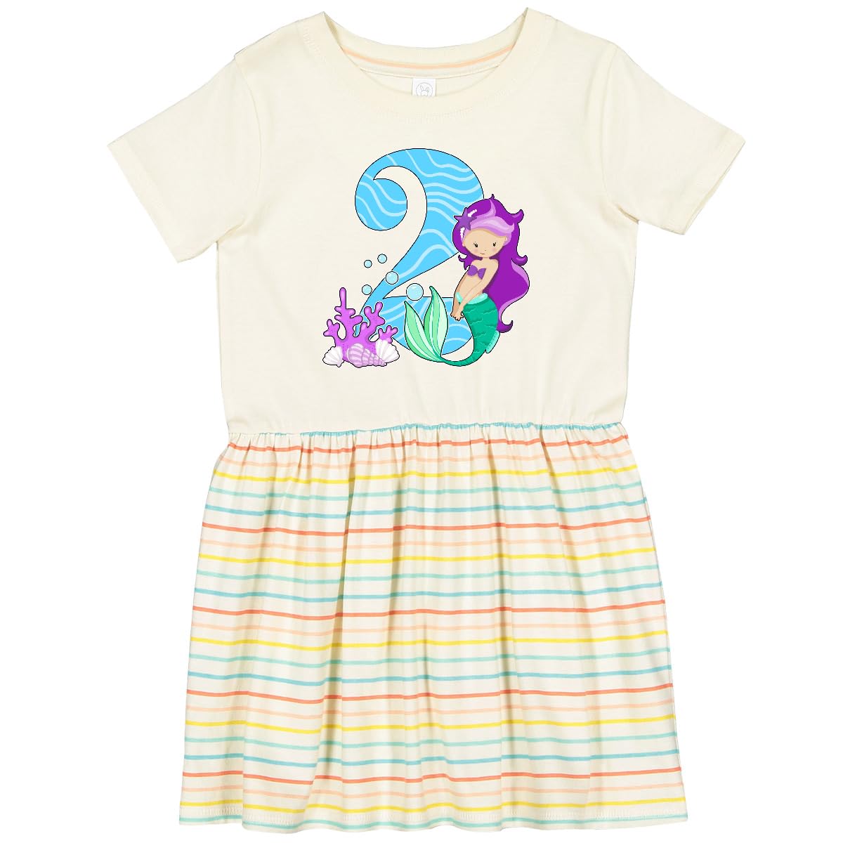 Inktastic Cute Mermaid Toddler Dress for 2nd Birthday - Perfect for Beach Parties, Photo Shoots & Special Occasions
