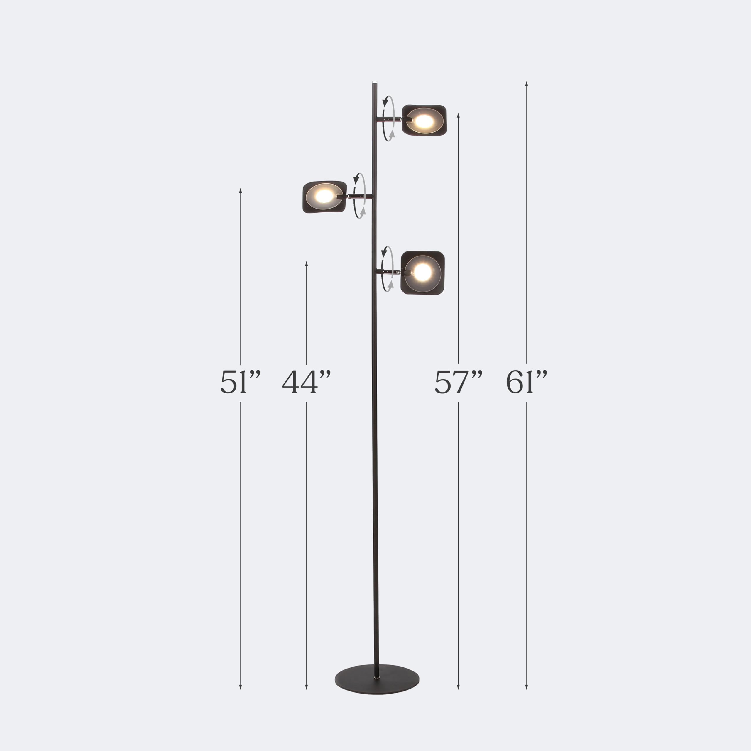 Brightech Adjustable LED Floor Lamp - Dimmable Standing Light for Living Room, Bedroom & Office, Modern Tree Design with Spotlight Panels, Space-Saving Tall Lamp in Bronze Finish | Perfect for Reading, Working & Ambient Lighting