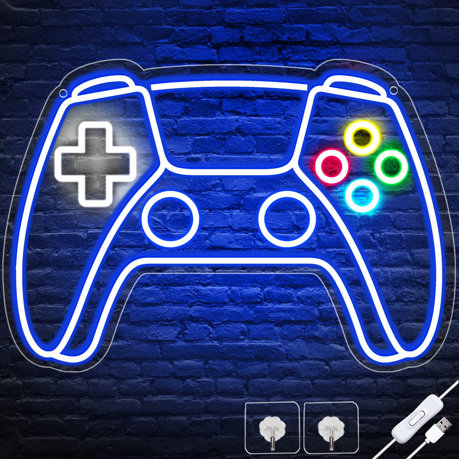 Gamer Neon Sign - USB Powered LED Gamepad Shaped Light for Gaming Room Decor | Cool Wall Art for Teen Boys & Kids Bedroom | Perfect Gift for Gamers - Ideal for Game Nights & Streamer Backgrounds