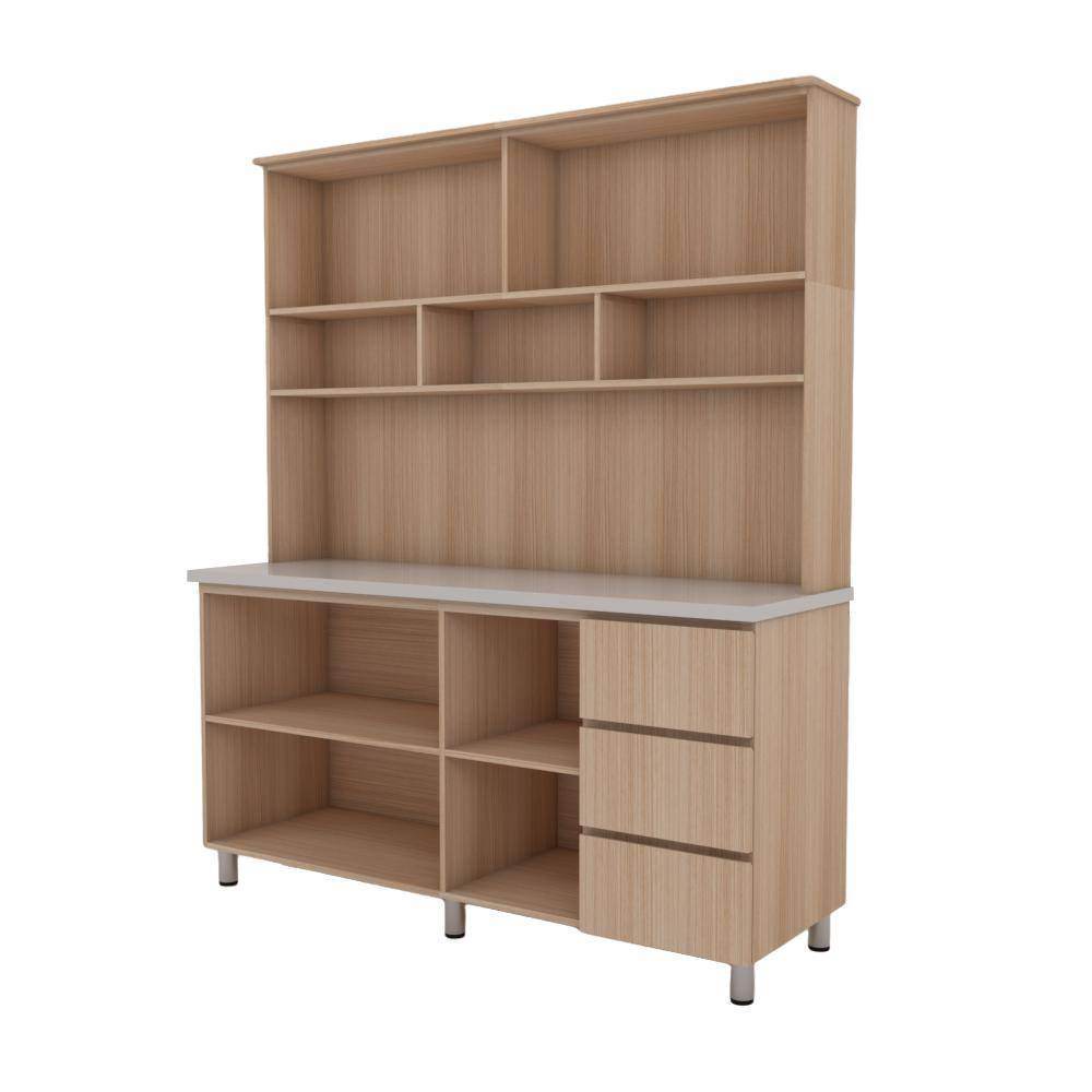 Lorena 3-Door Kitchen Cabinet with Solid Wood Top - Modern Storage for Pantry, Dining Room & Home Organization
