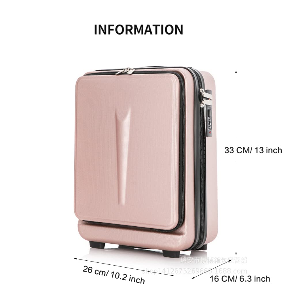 Lightweight Carry-On Suitcase with Front Zipper Pocket | ABS+PC Hardshell Luggage with TSA Lock | Compact Hand Luggage for Air Travel & Business Trips (White) - Perfect for Weekend Getaways & Business Travel