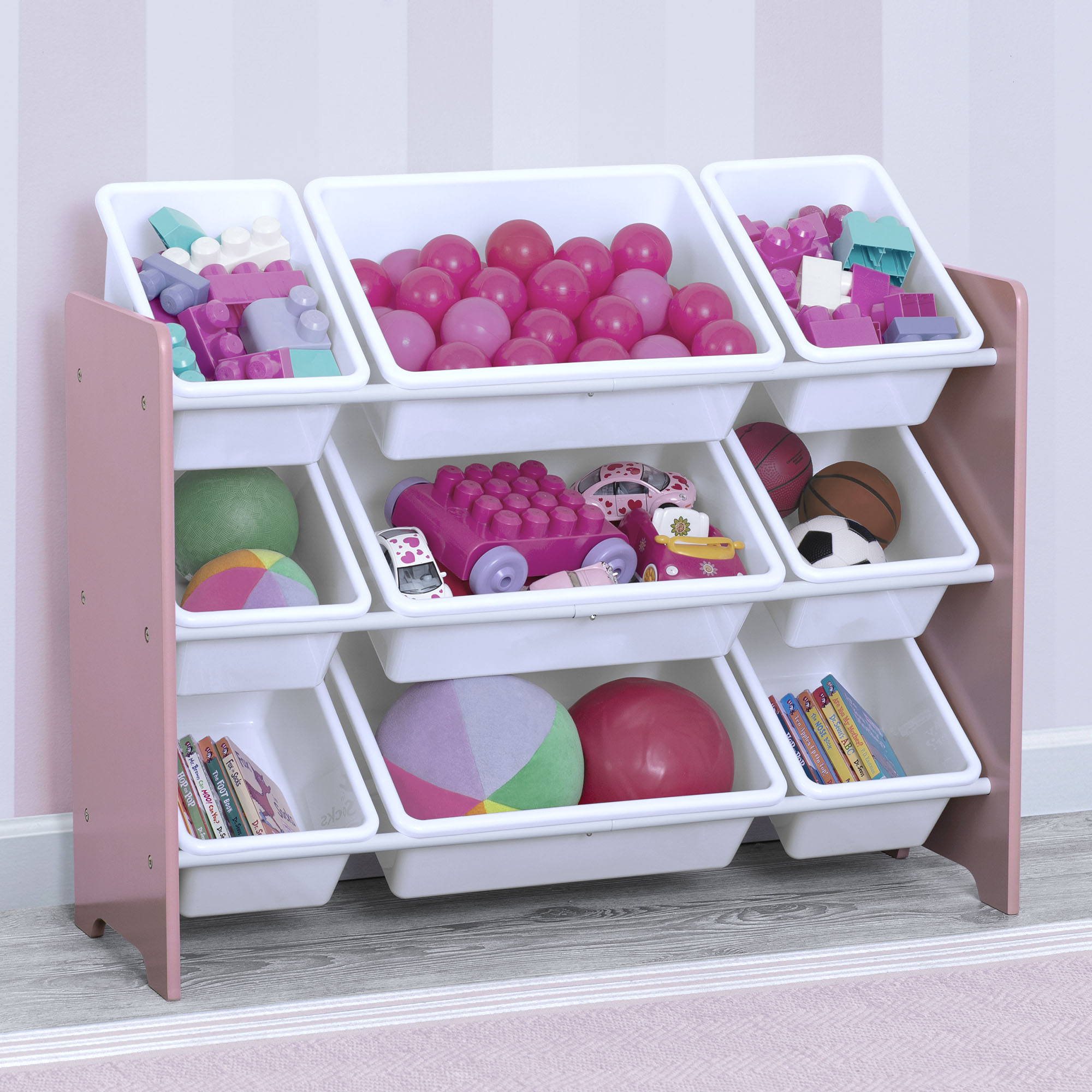 MySize 9 Bin Plastic Toy Organizer - Kids Room Storage Solution for Toys, Books & Crafts - Perfect for Playroom, Bedroom & Classroom Organization