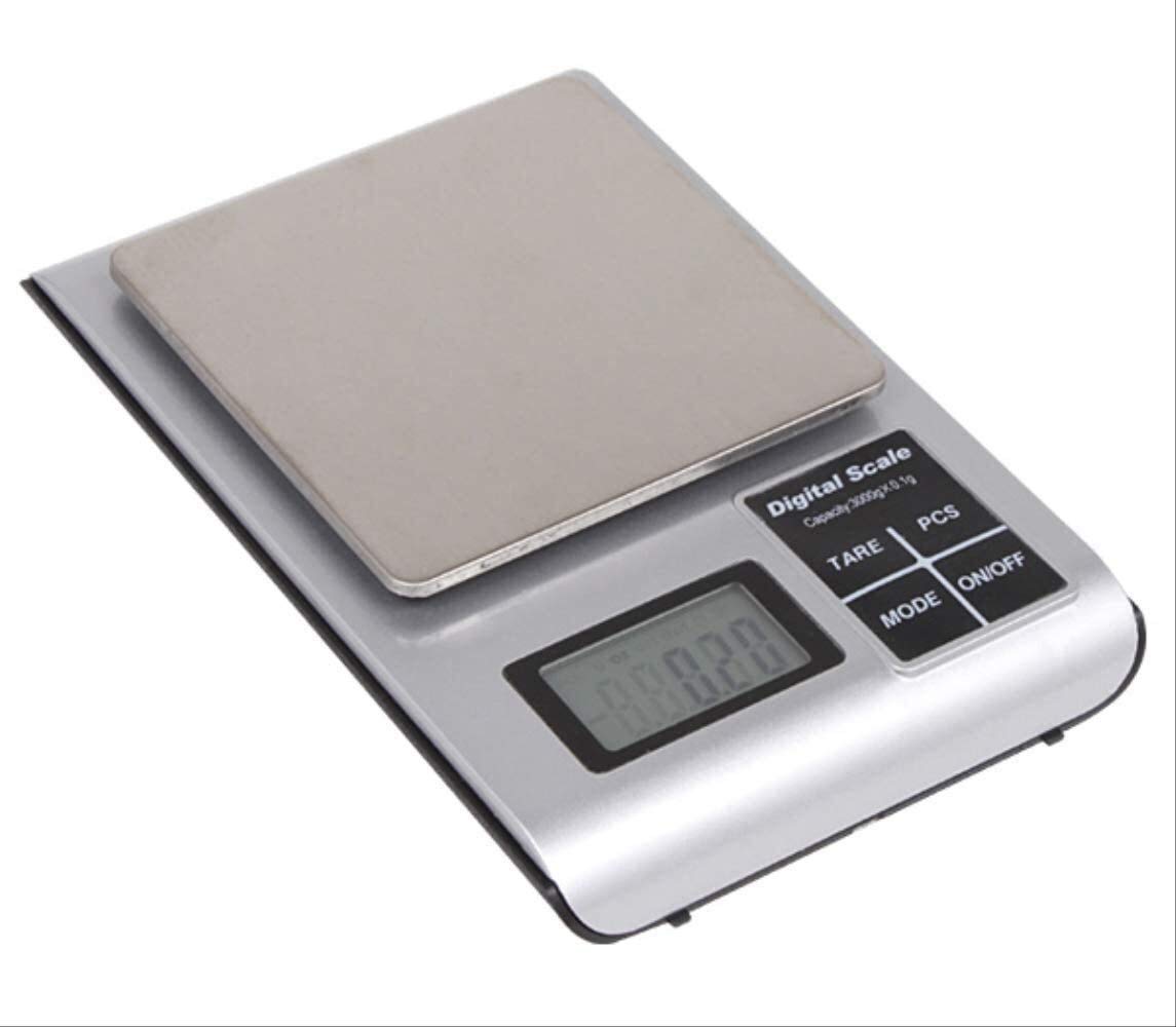 High Precision 3kg/0.1g Digital Kitchen Scale with Stainless Steel Platform - Food Cooking, Baking & Jewelry Scale with Tare Function - Perfect for Home Kitchen, Bakery & Jewelry Making (Silver)