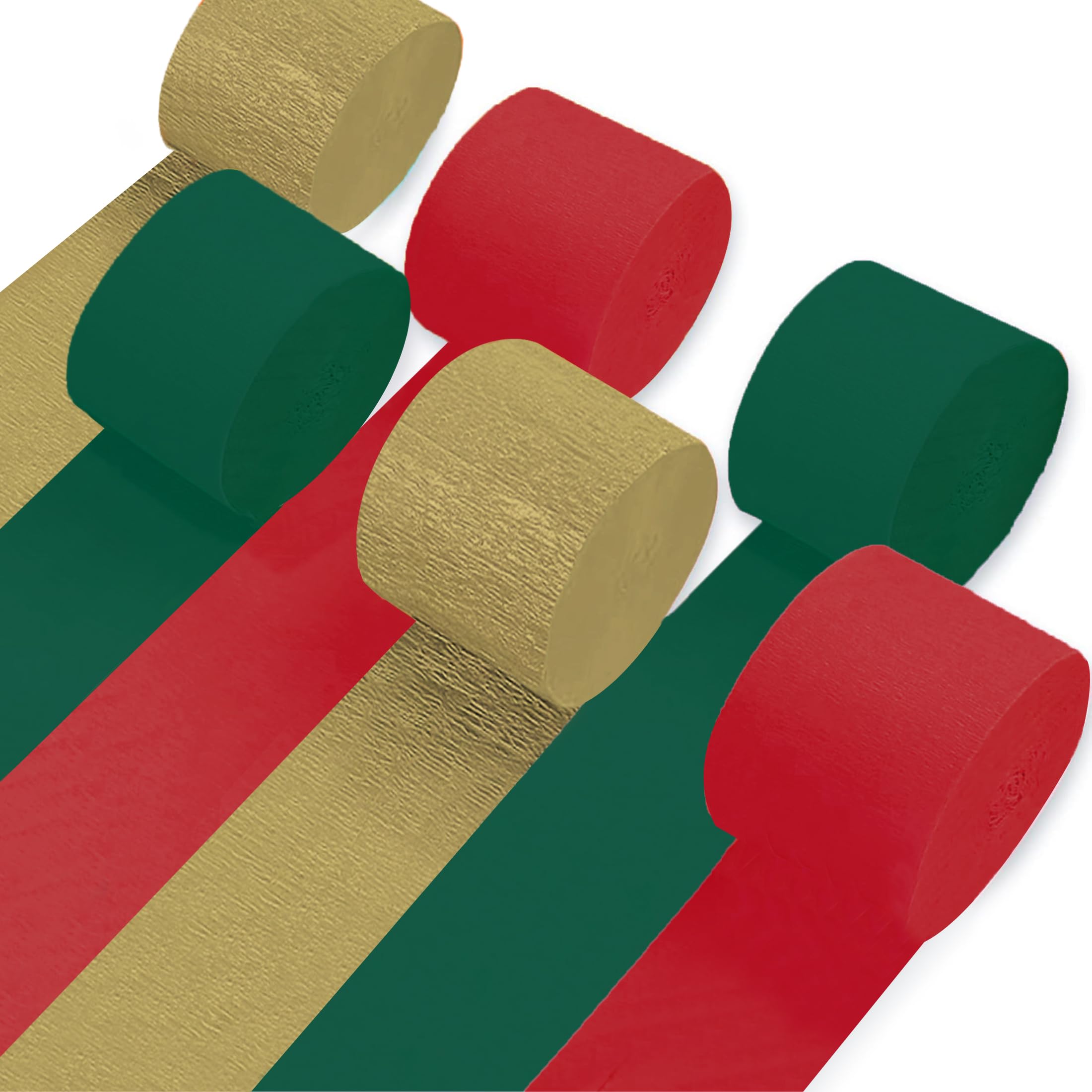 6 Rolls Christmas Crepe Paper Streamers - Red Green Gold Party Decorations for Christmas, Birthday, Baby Shower, Gender Reveal, Wedding & Graduation | DIY Crafts & Holiday Home Decoration