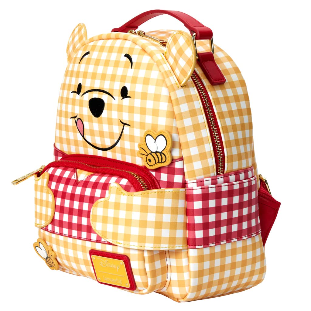 Loungefly Disney Winnie the Pooh Gingham Backpack - Cute Cartoon Character School Bag for Women & Teens - Perfect for Disney Trips, School, and Travel