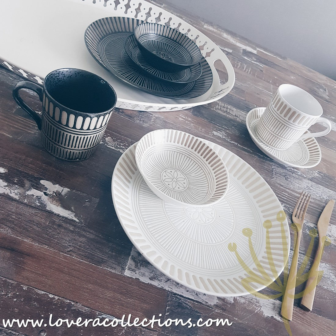 Bloom Japan Sausalito Dinnerware Set - Premium Porcelain Plates, Bowls & Cups - Elegant Japanese Style Tableware for Dining, Entertaining & Home Decor (50% Off Sale)