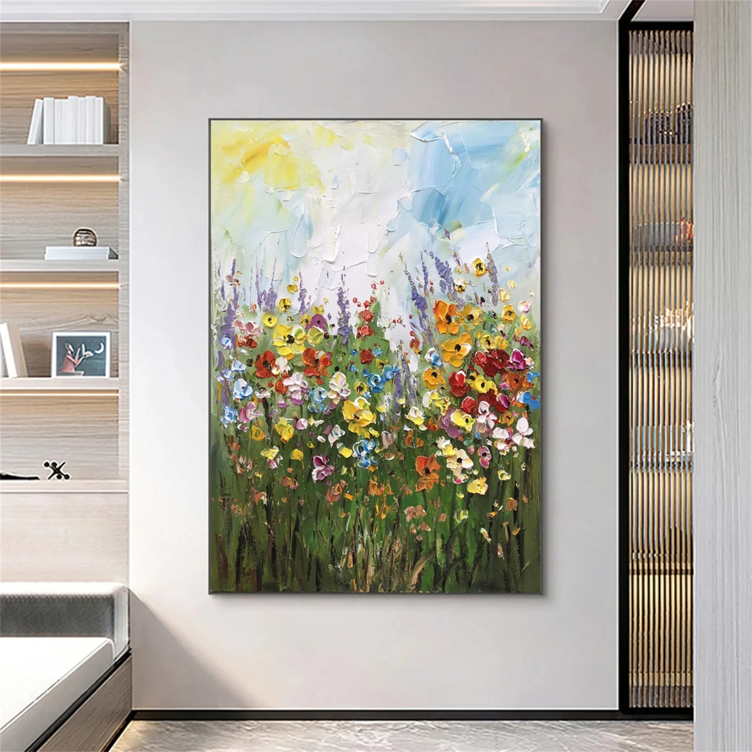 Beautiful Flower and Tree Painting #FT043 - Handmade Wall Art for Home, Office, and Living Room Decor