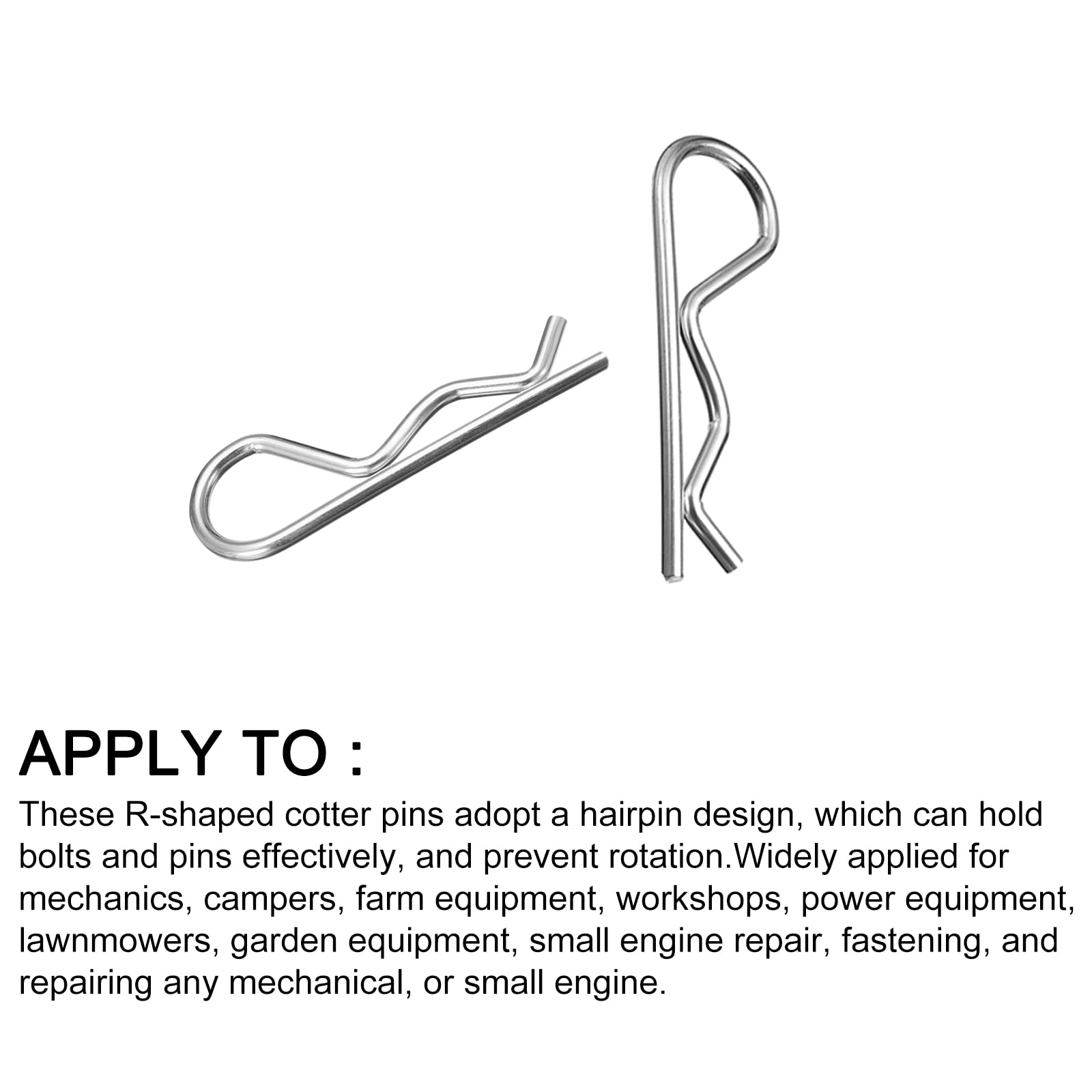 METALLIXITY 3.5mm x 75mm Cotter Pins (10Pcs) - Carbon Steel R-Shaped Spring Clip Pins for Hitch Pin Lock Systems - Silver Tone - Ideal for Trailers, Agricultural Equipment & Industrial Machinery Securing