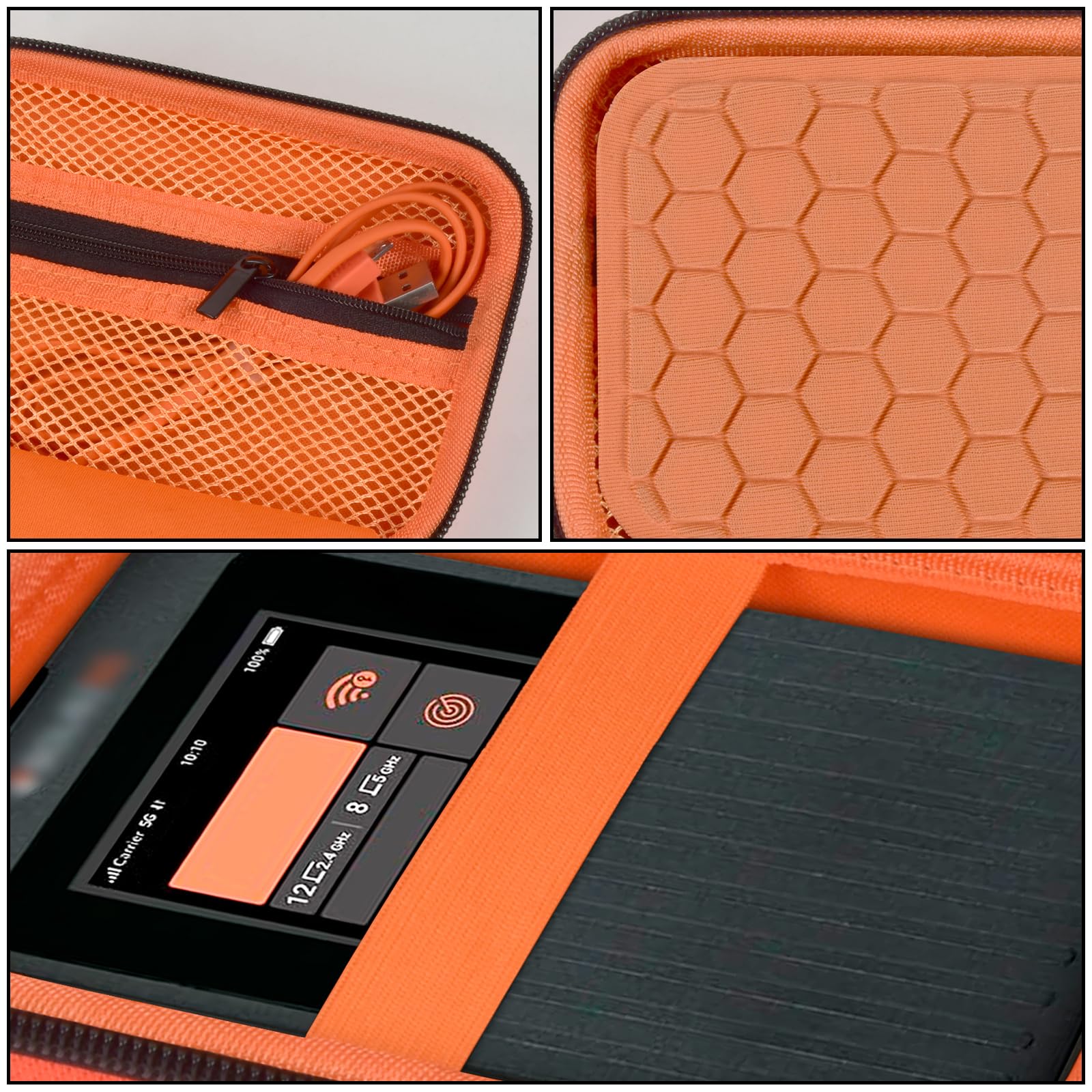 Solis 5G WiFi Hotspot Hard Case - Travel Storage for Hotel & Accessories (Orange)