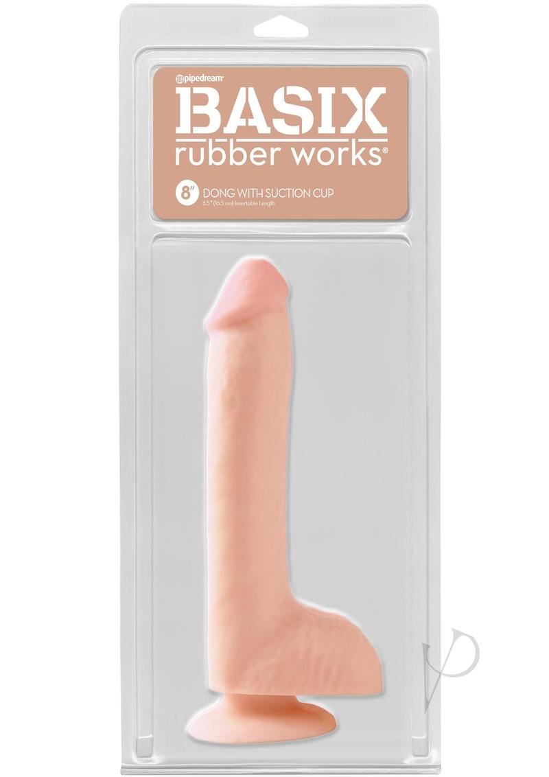 Basix Rubber Works 8 Inch Dong with Suction Cup - Vanilla Colored Realistic Dildo for Solo Play, Couples & BDSM Scenes