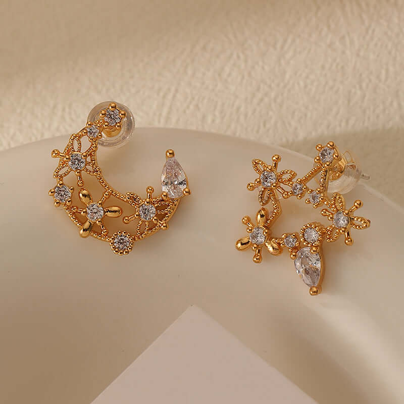 Mismatched Moon and Star Stud Earrings | DMS352 | Trendy Celestial Jewelry for Women | Perfect for Everyday Wear, Parties & Gifts