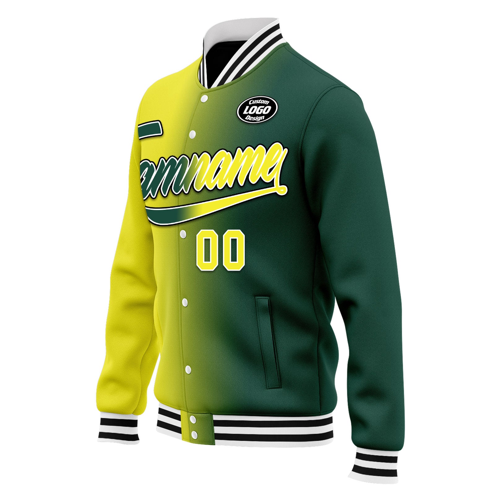 Custom Gradient Fashion Bomber Jacket - Full Snap Varsity Letterman Personalized Coat for Men & Women | Perfect for School Sports, Streetwear & Casual Outfits (Style FZ005 D028015, Size 13)
