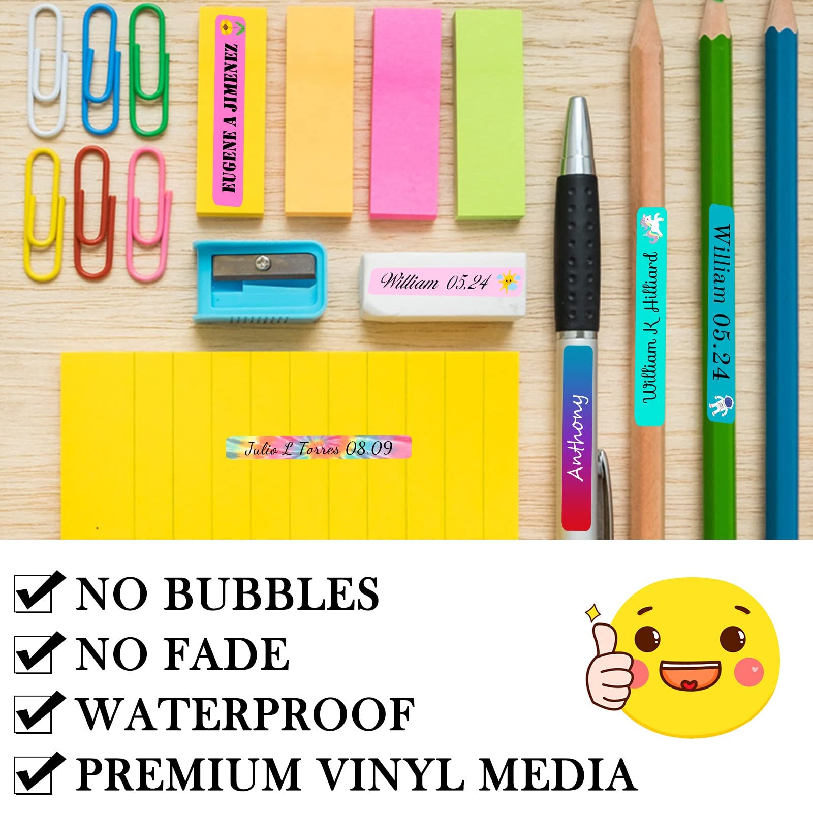 Custom Name Stickers for Kids - 100PCS Waterproof Labels for School, Daycare & Stationery - Perfect for Water Bottles & Pencils